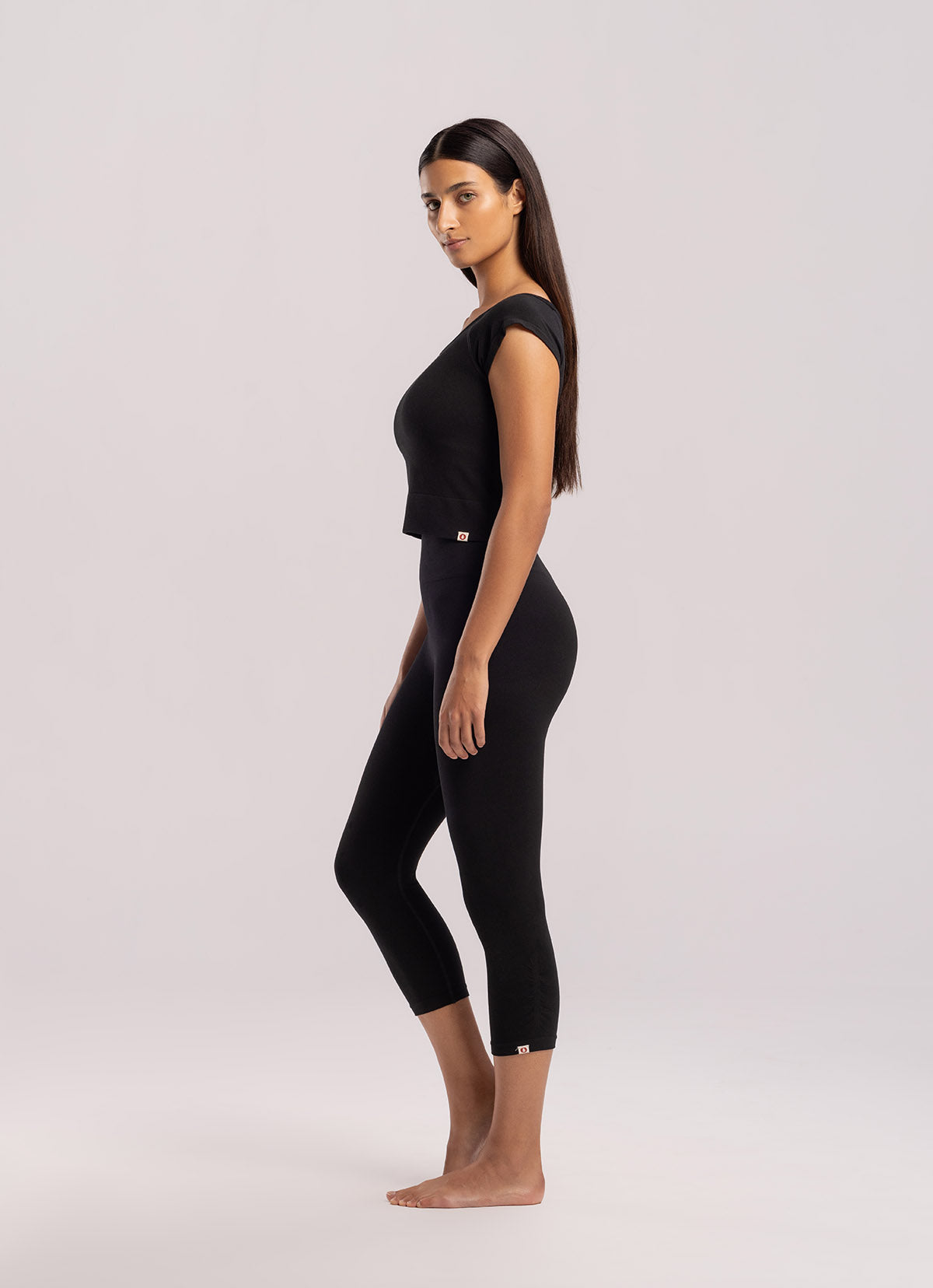 Seamless shirring leggings_Black