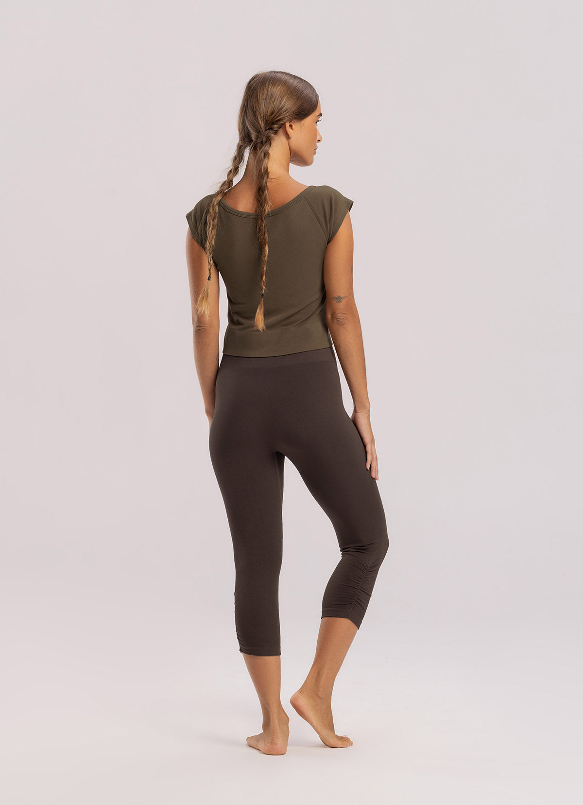 Seamless shirring leggings_Hot Fudge