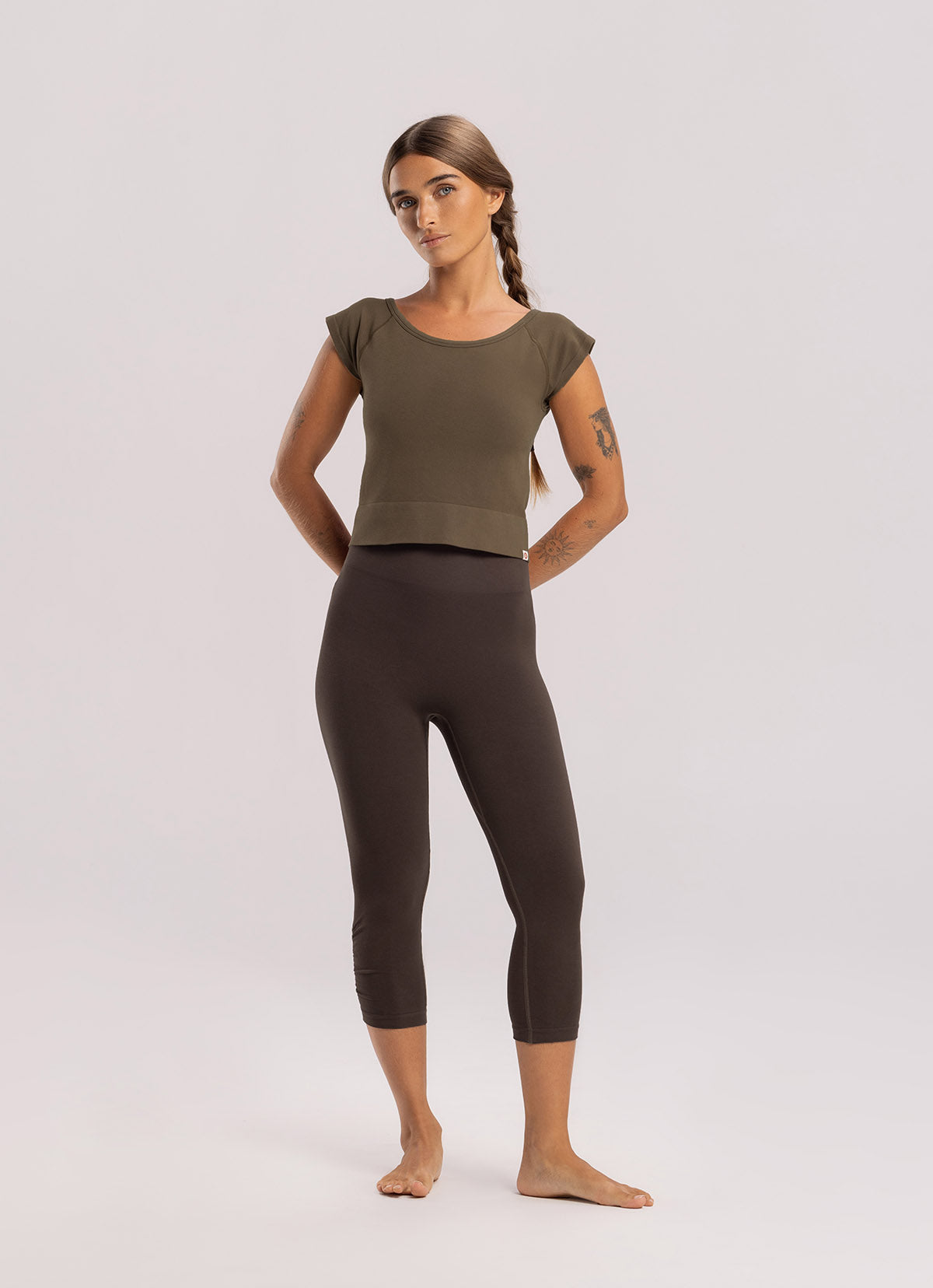 Seamless shirring leggings_Hot Fudge