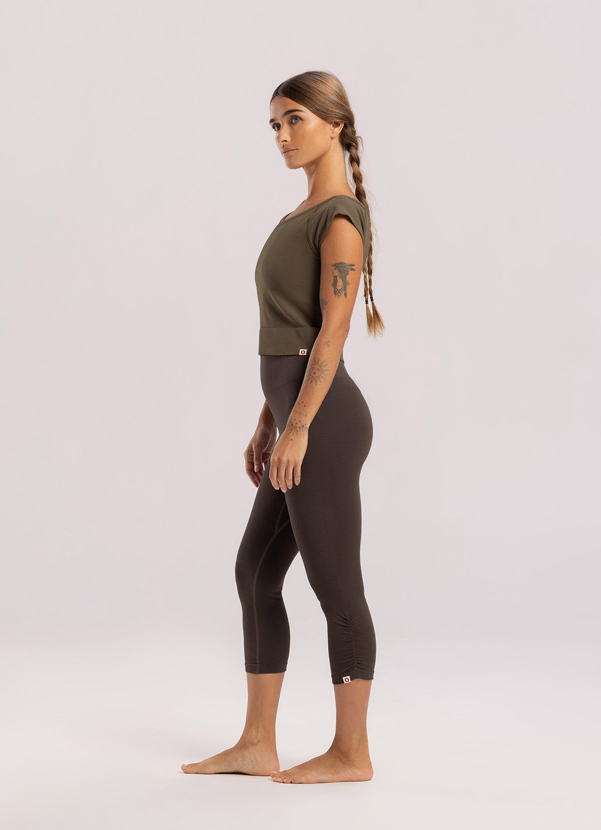Seamless shirring leggings_Hot Fudge