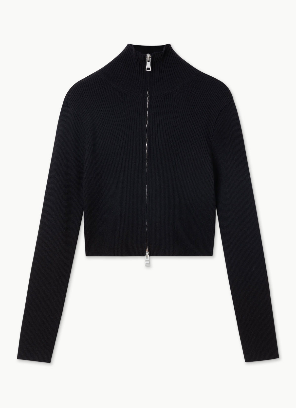 Polo-neck cardigan_Black
