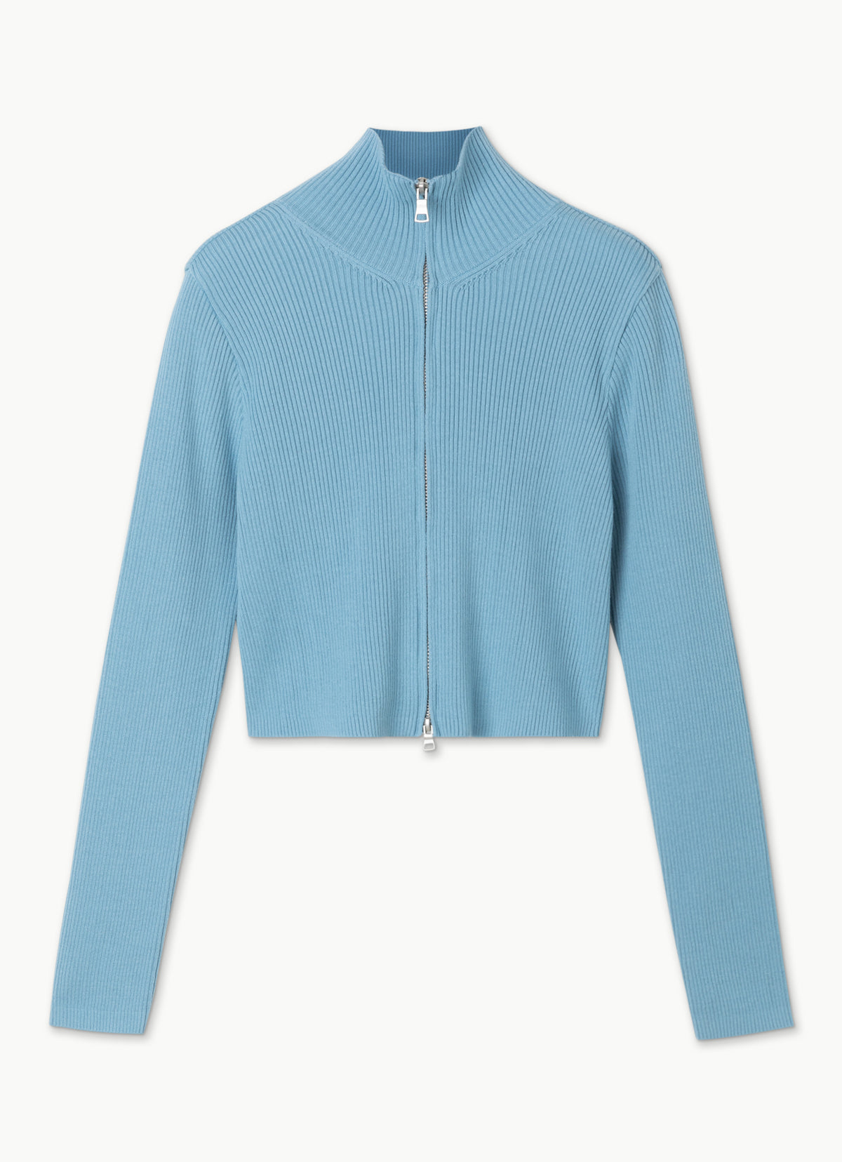 Polo-neck cardigan_Light Blue