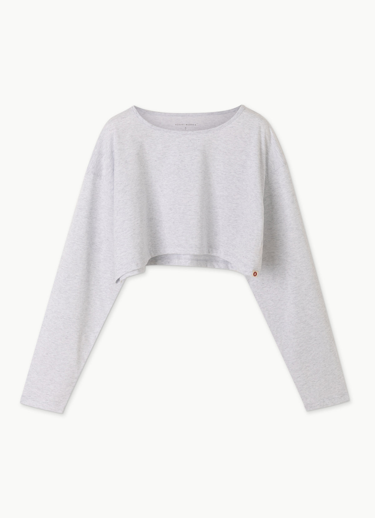 Wide long sleeve crop top_Melange Grey