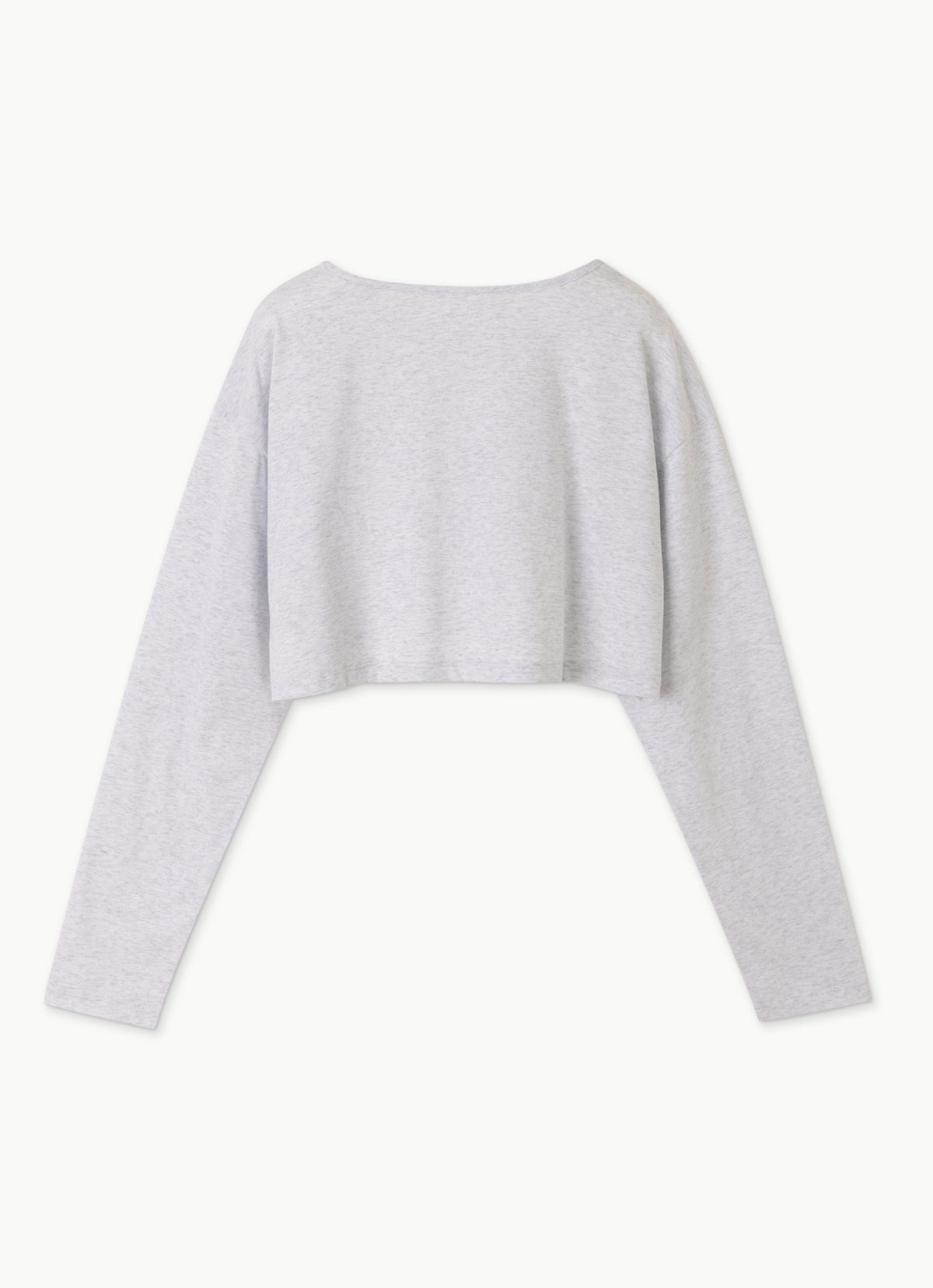 Wide long sleeve crop top_Melange Grey