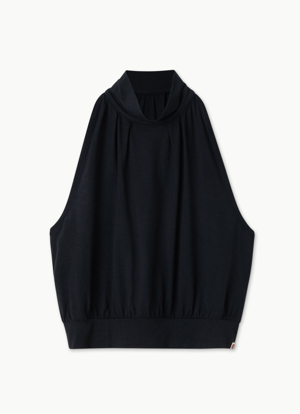 Mock-neck volume tank top_Black