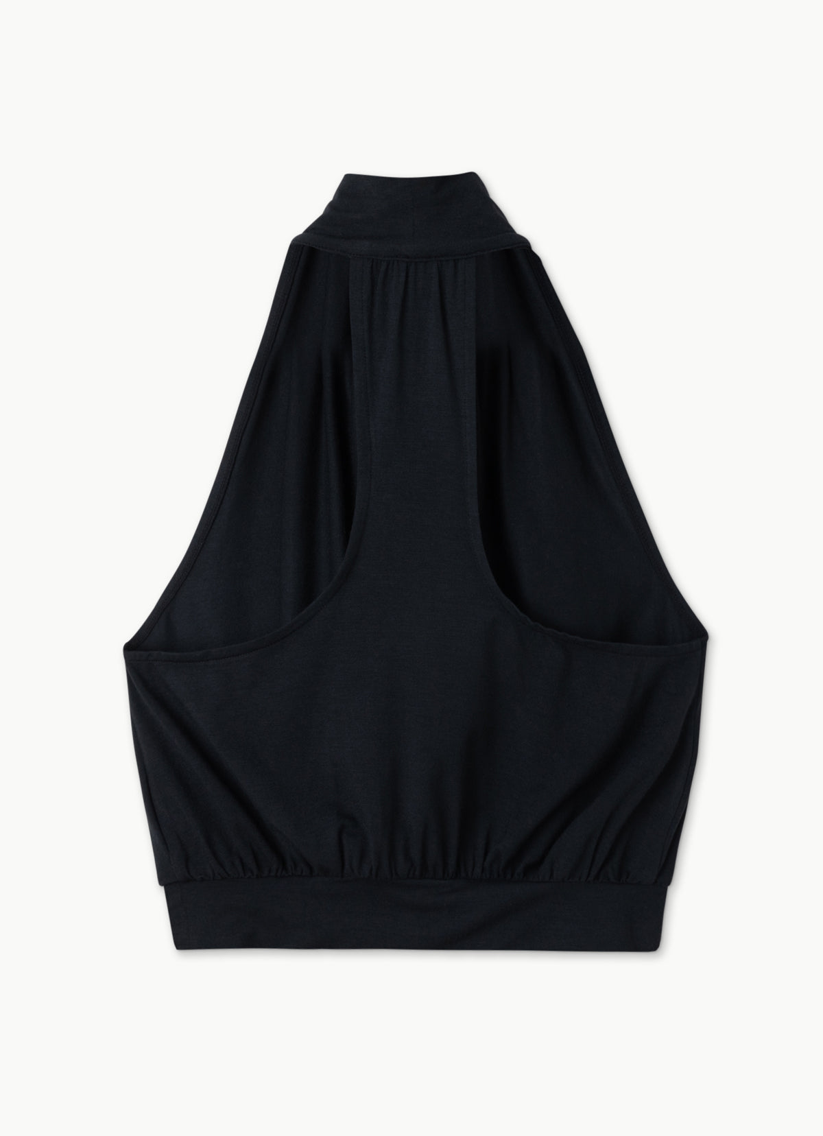 Mock-neck volume tank top_Black