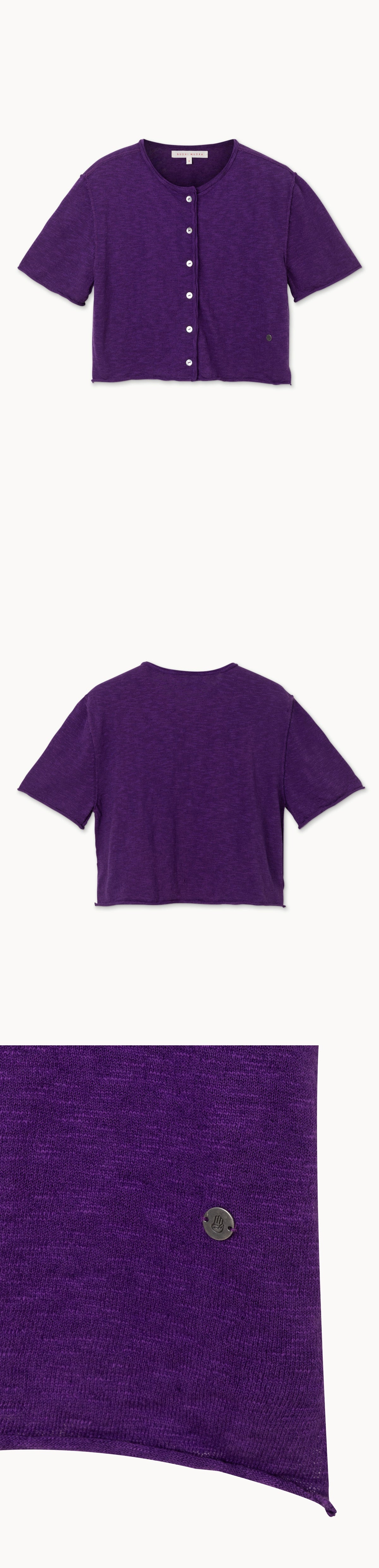 Linen half cardigan_Tillandsia Purple