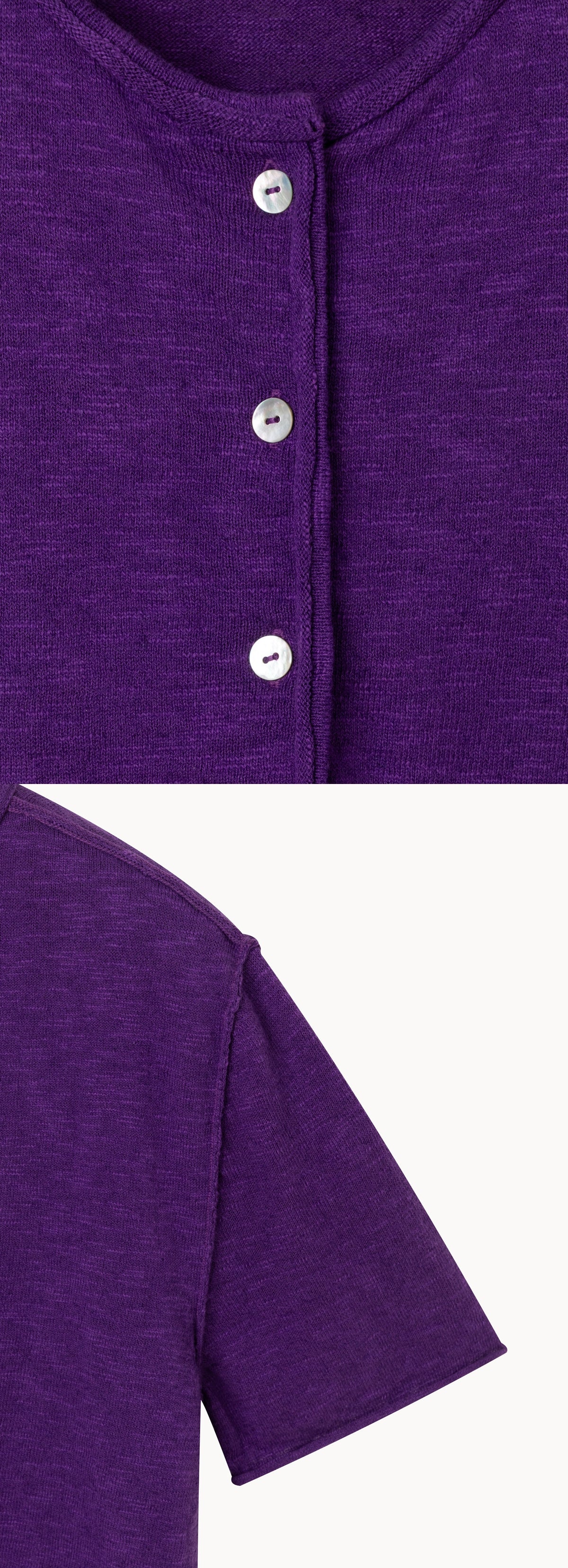 Linen half cardigan_Tillandsia Purple