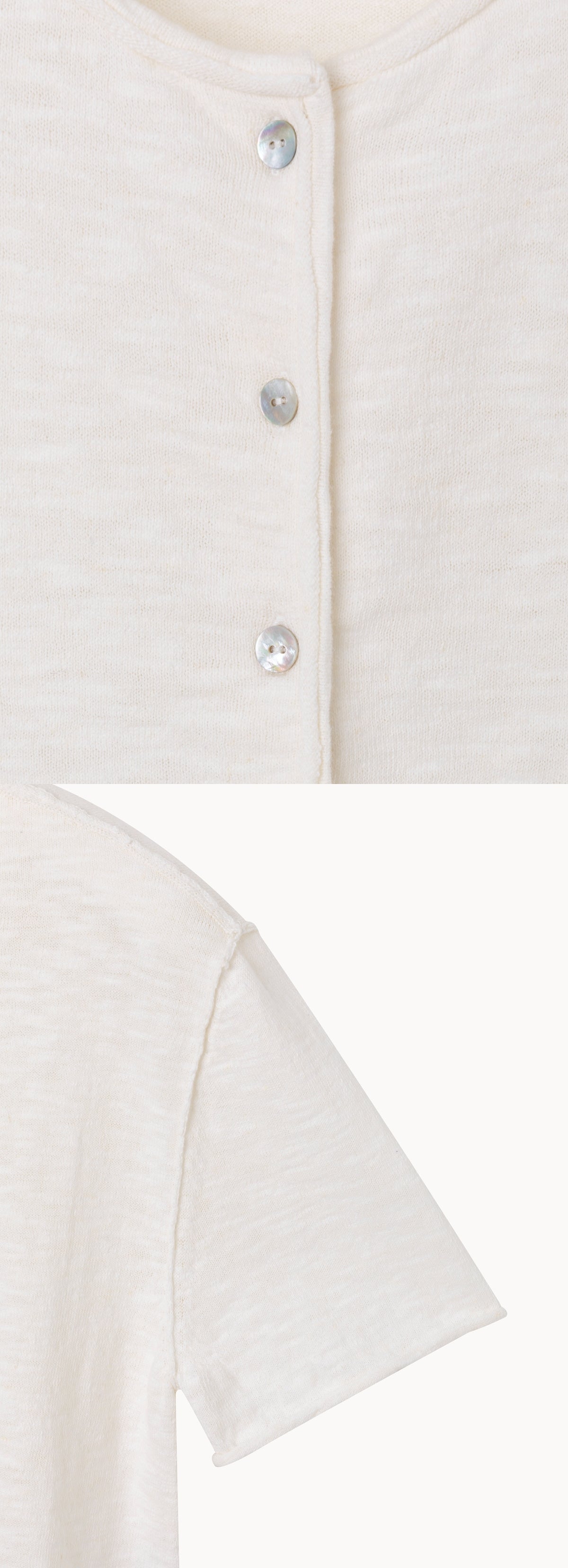 Linen half cardigan_Egret