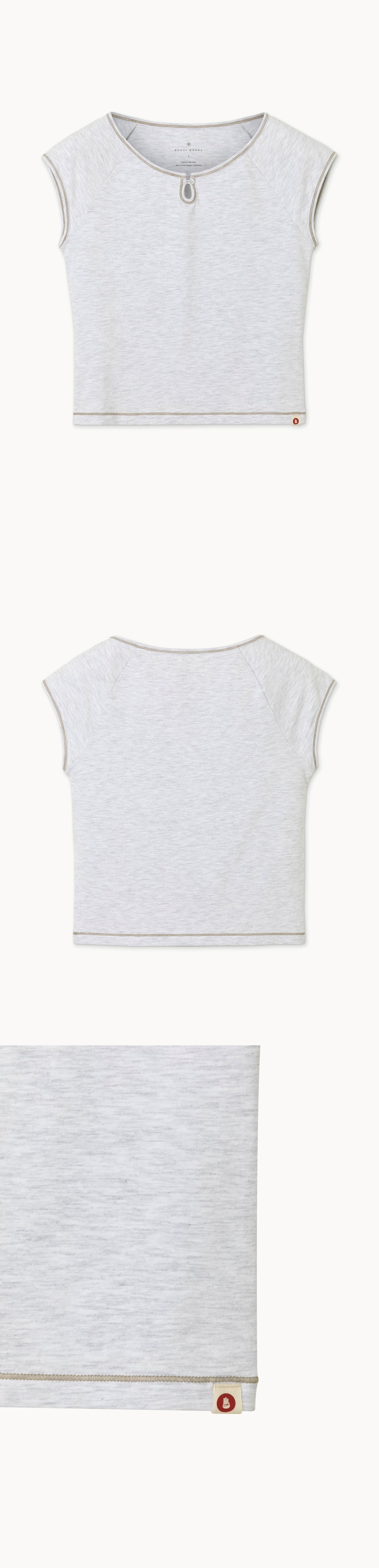 Keyhole raglan short sleeve_Melange Grey