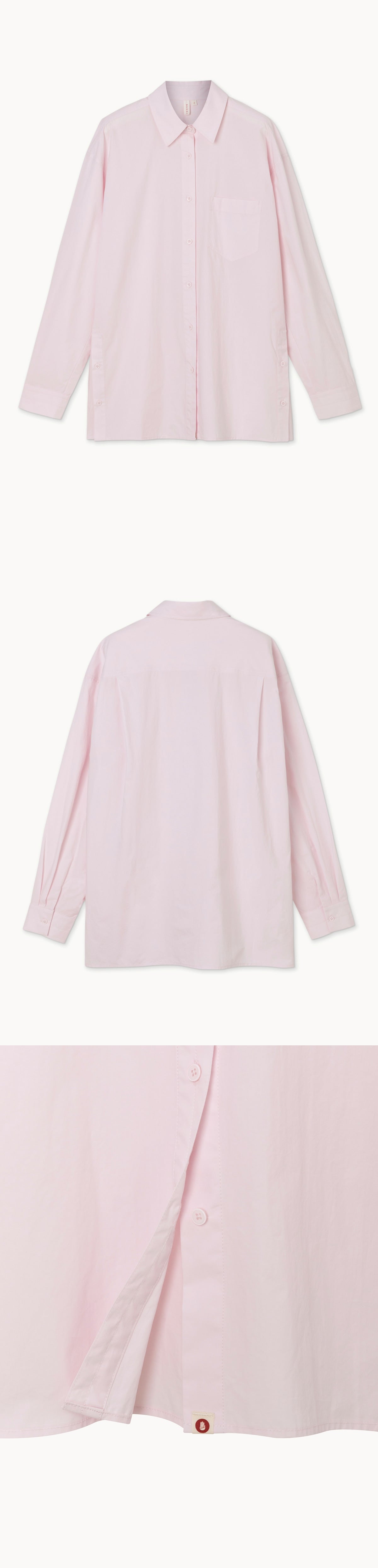 Oversized side slit shirts_Light Pink