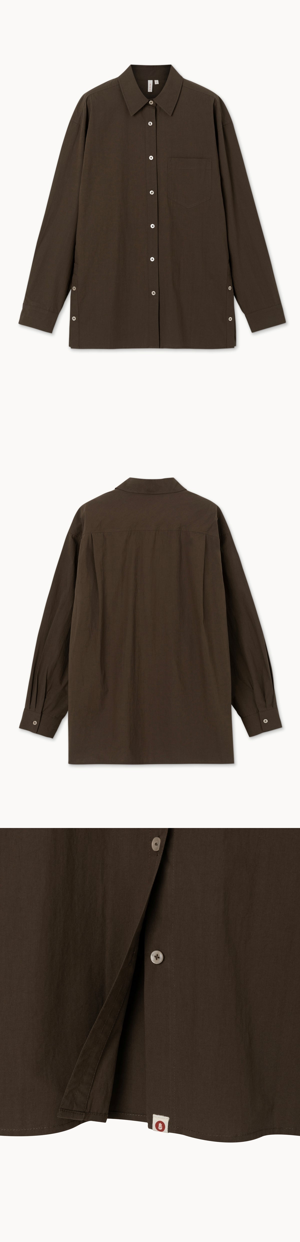Oversized side slit shirts_Brown