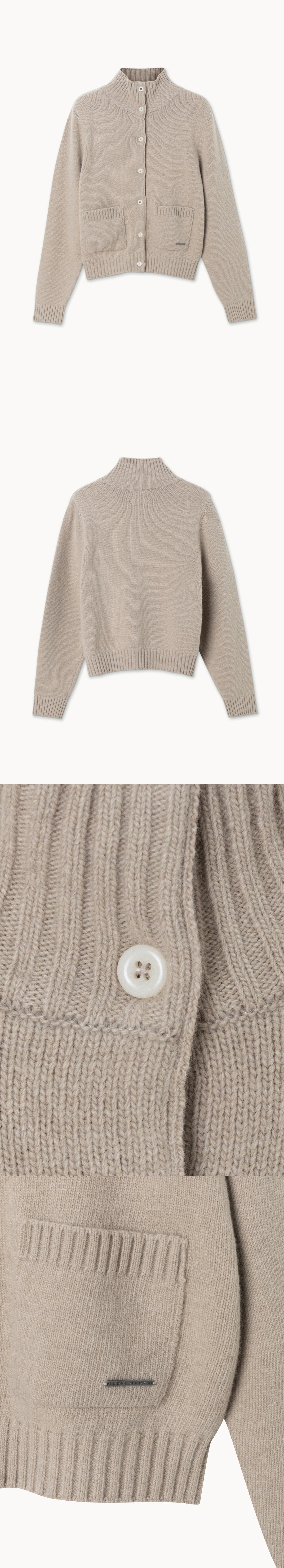 High neck cardigan_Fog