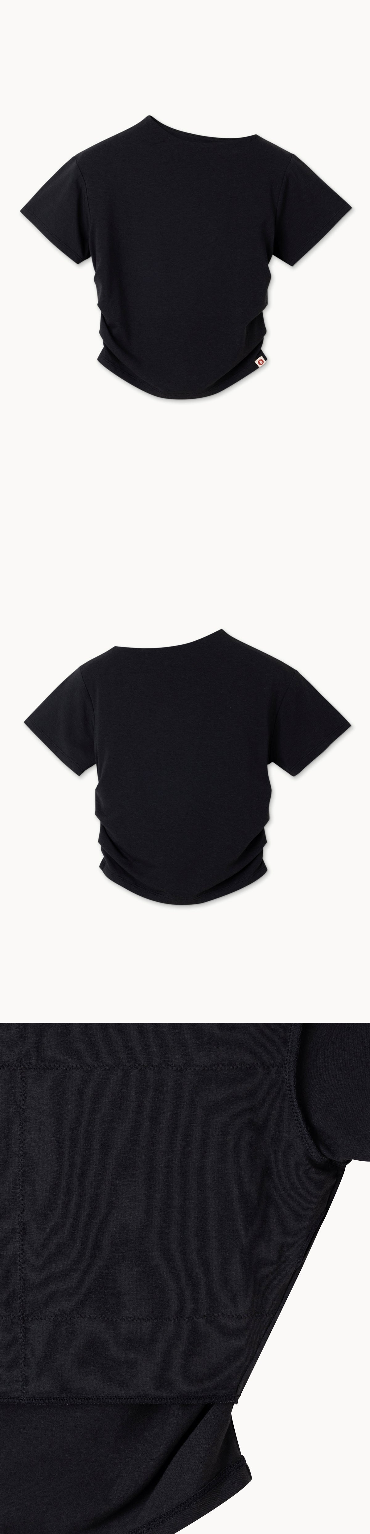High neck shirring short sleeve_Black