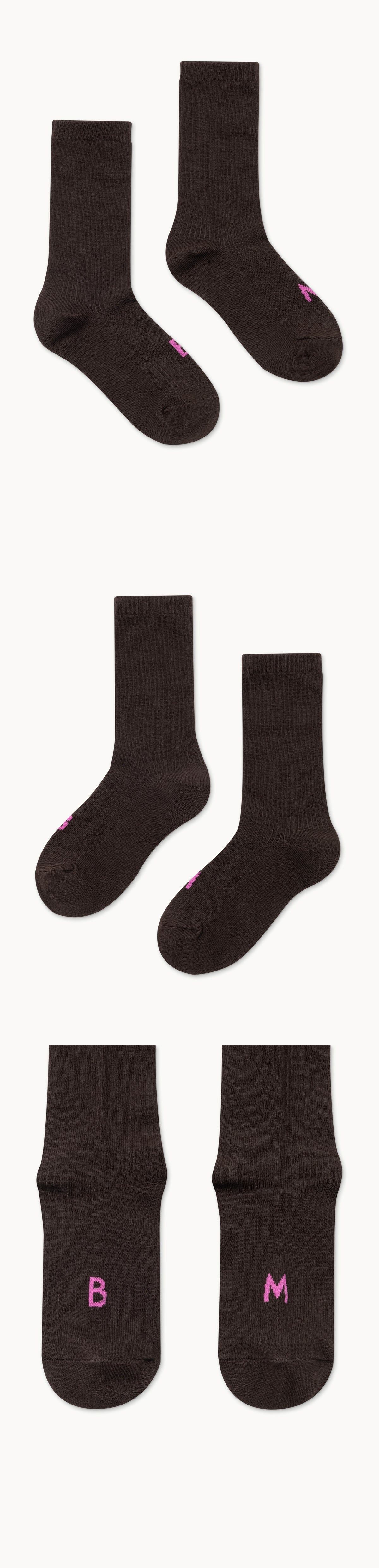 Rib ankle socks (Unisex)_Mole