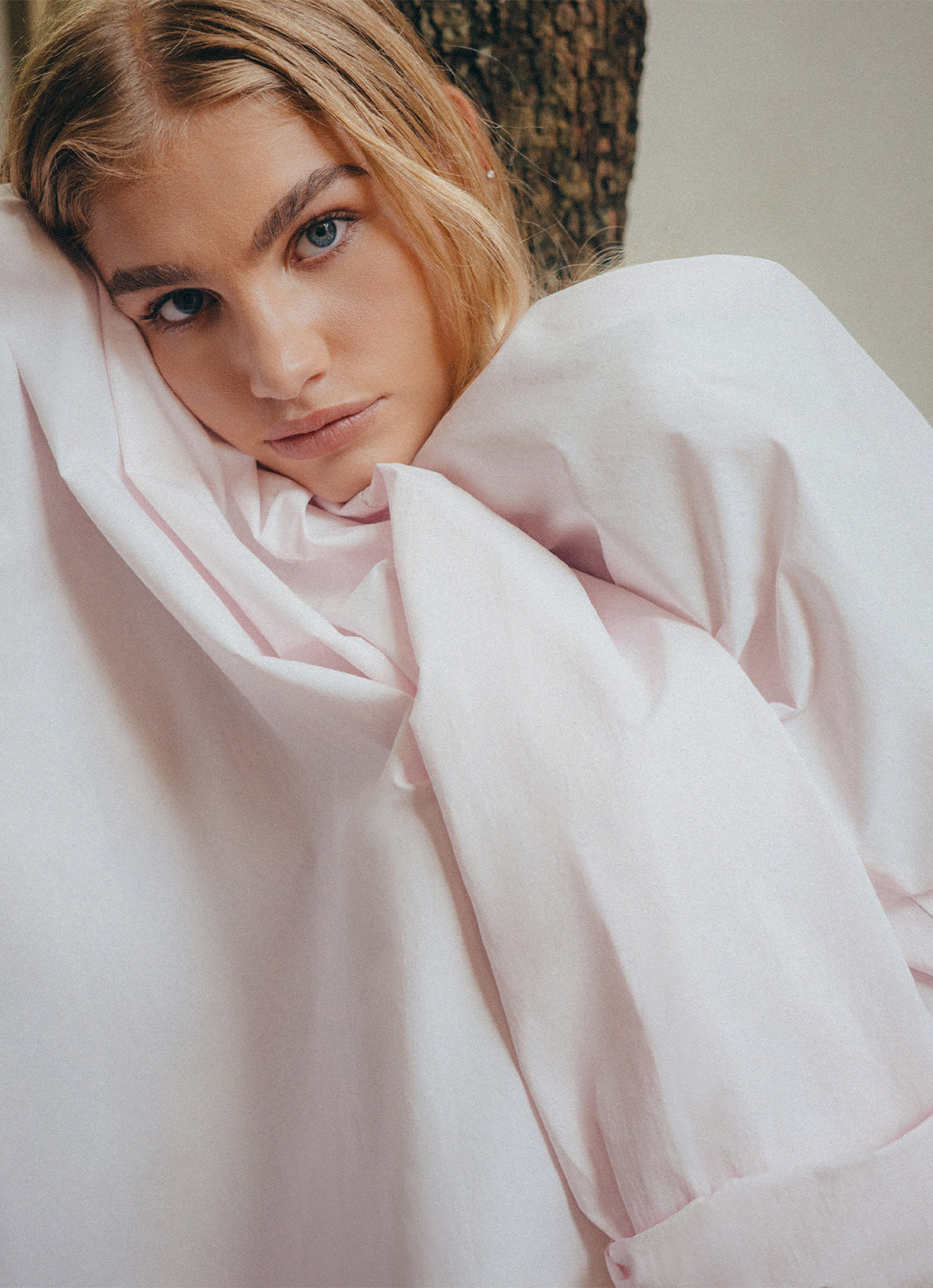 Oversized side slit shirts_Light Pink