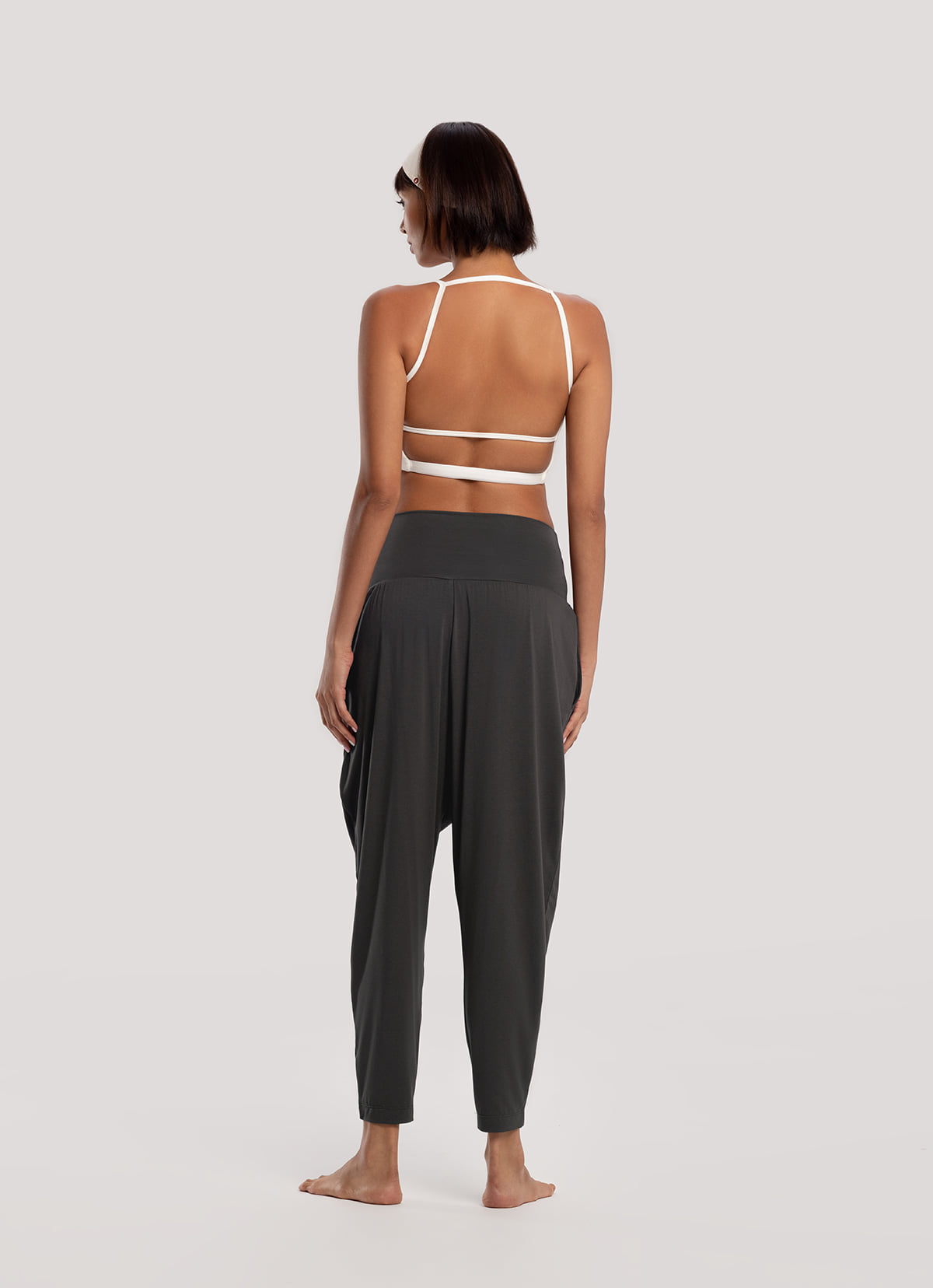 Shirring crop pants_Turkish Coffee