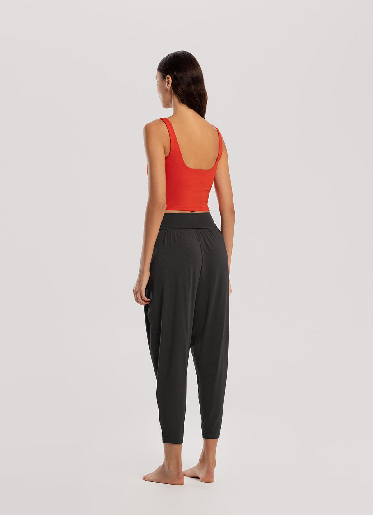 Shirring crop pants_Turkish Coffee