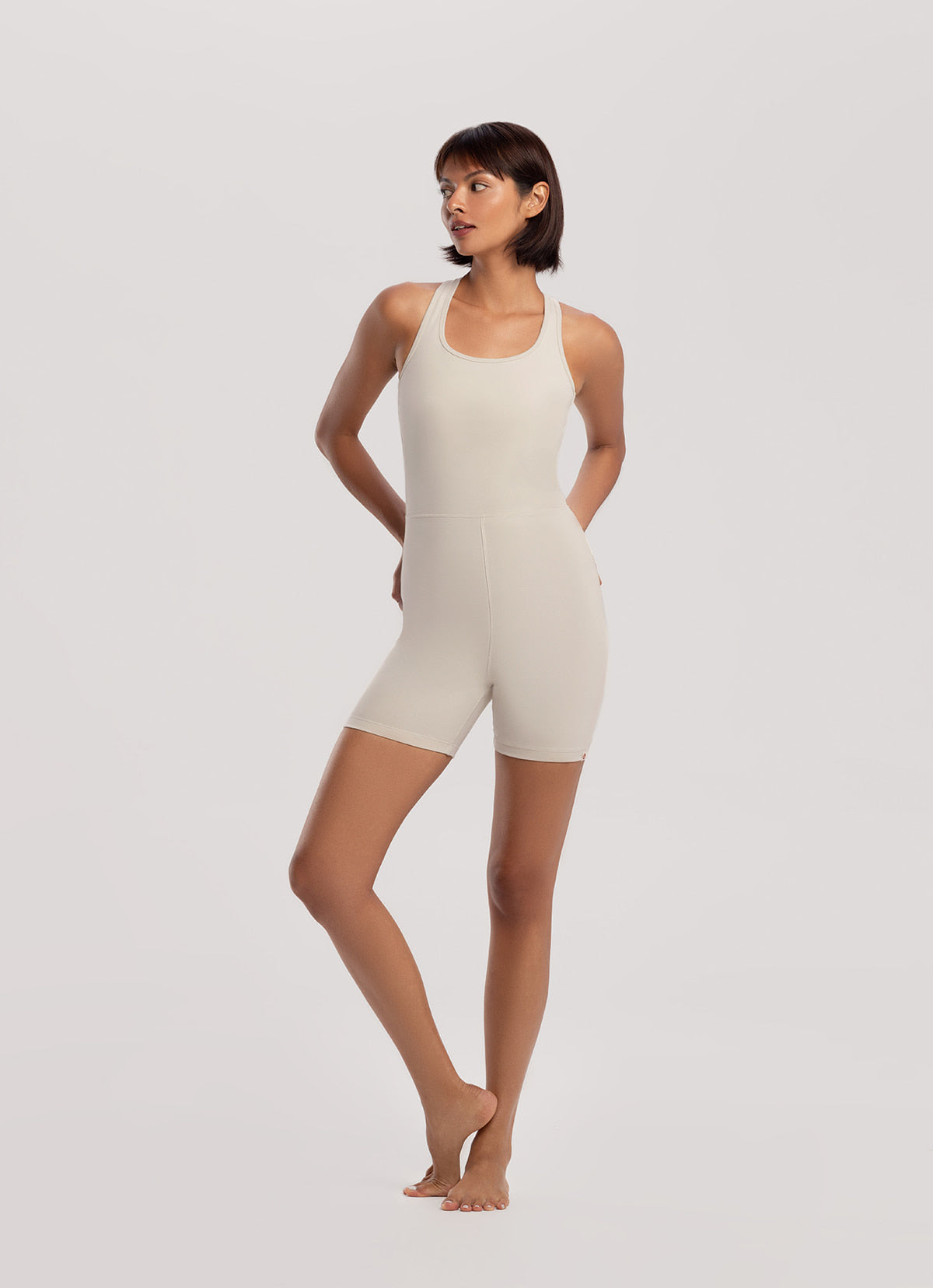 Crossover short jumpsuit_Light Gray