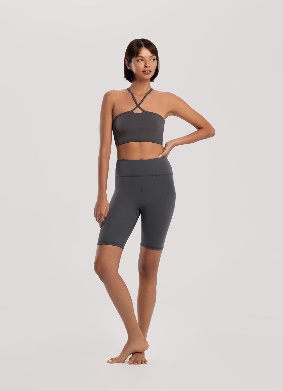 Shirring biker shorts_Blackened Pearl