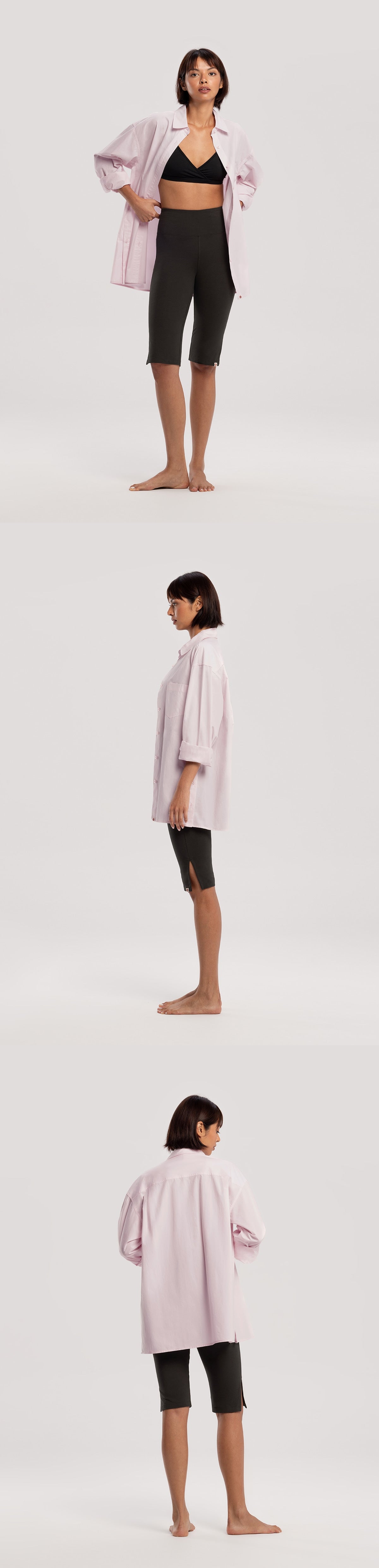 Oversized side slit shirts_Light Pink