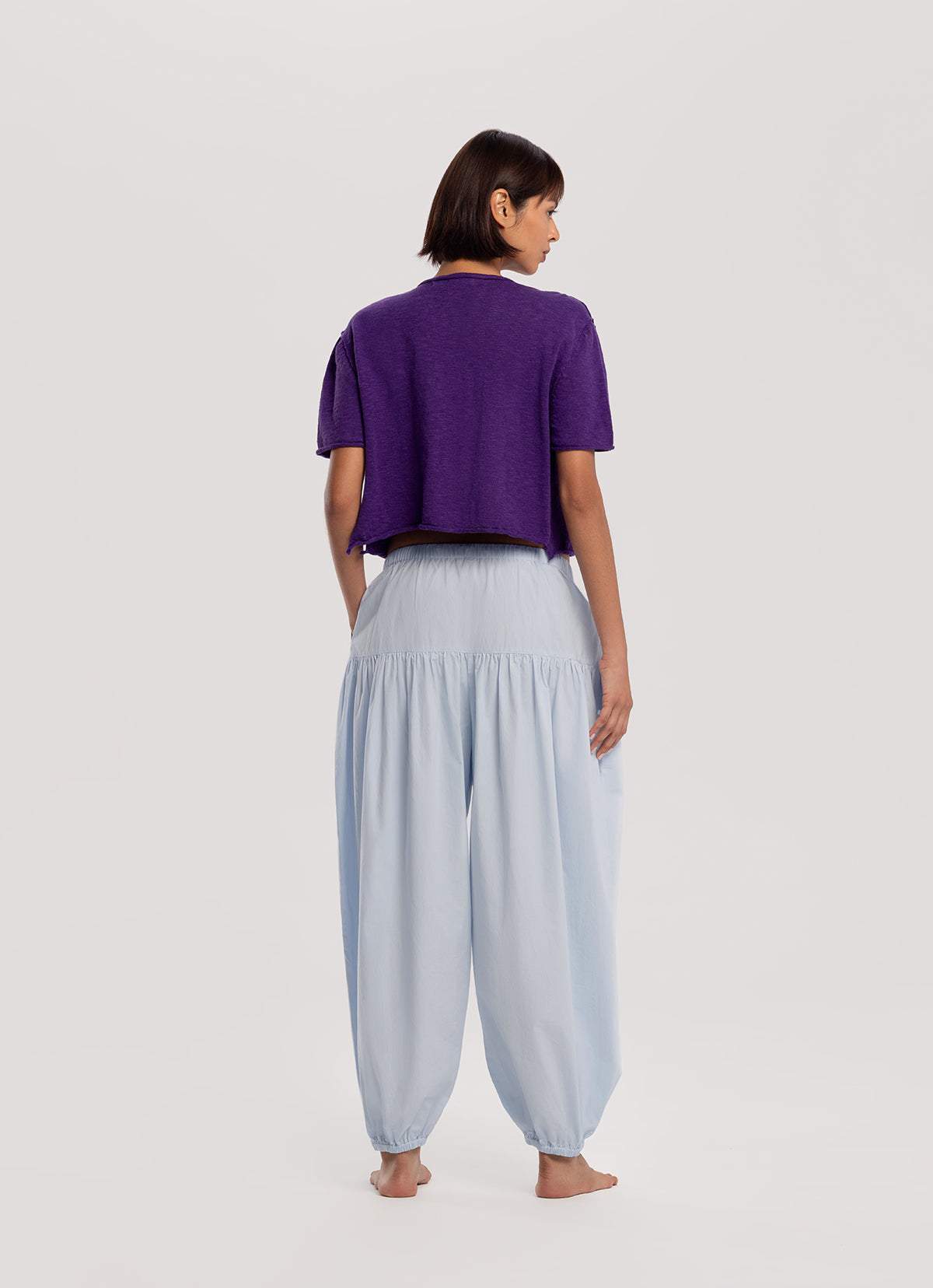 Linen half cardigan_Tillandsia Purple