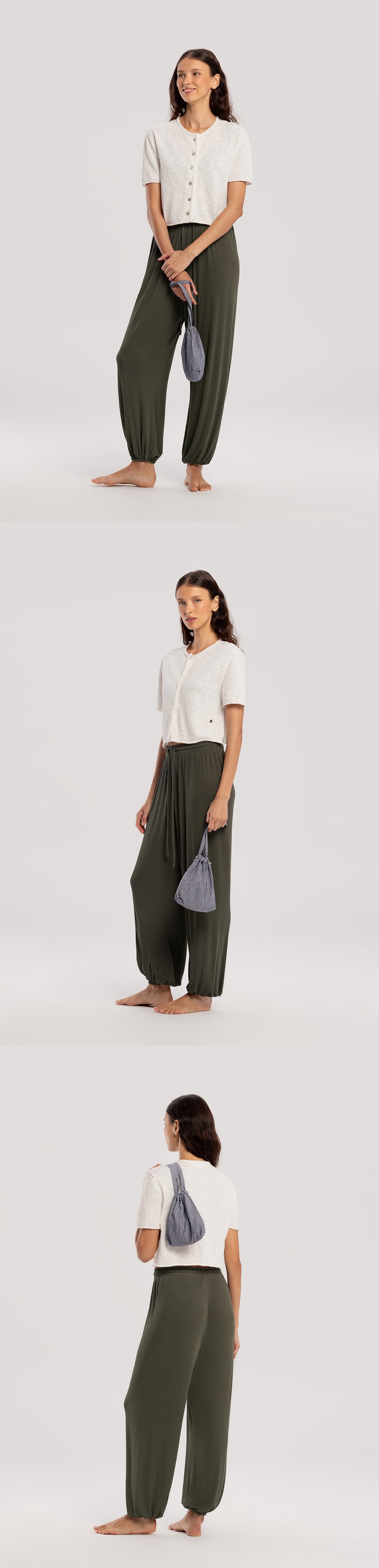 Linen half cardigan_Egret