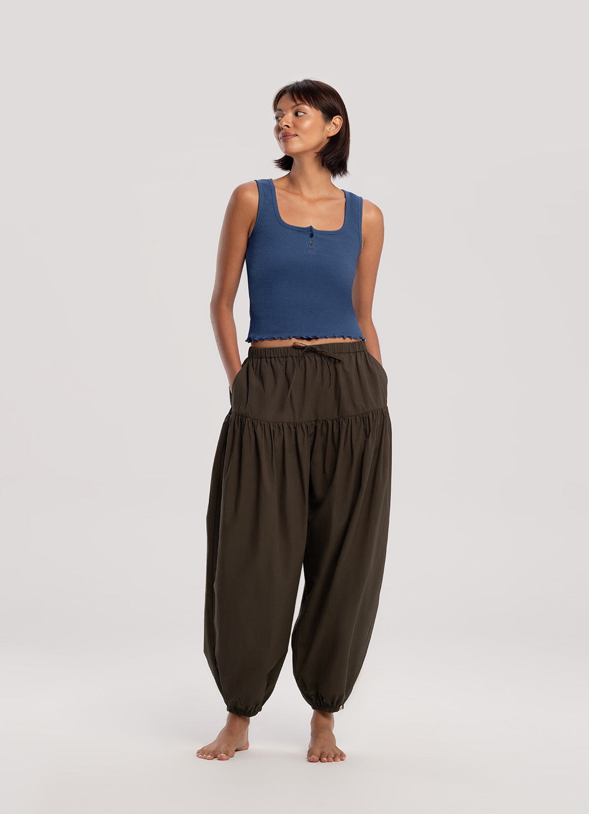 Volume long pants_Brown