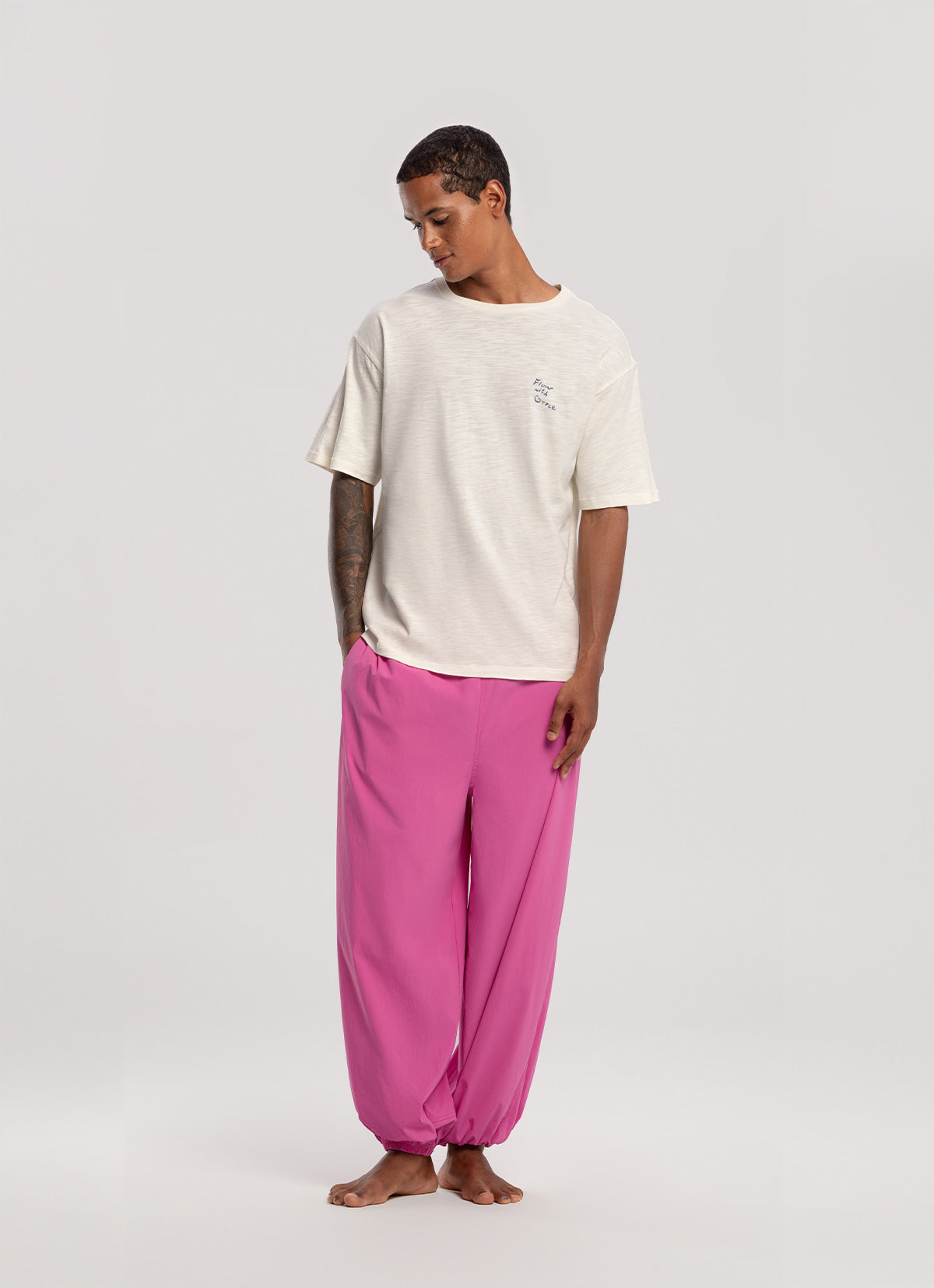 Diagonal jogger pants (Nylon ver.) (Unisex)_Fiji Flower