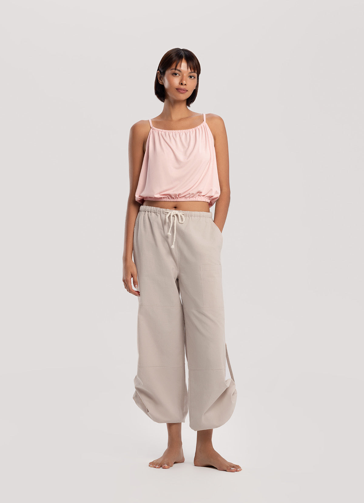 Two ways linen pants_Egret