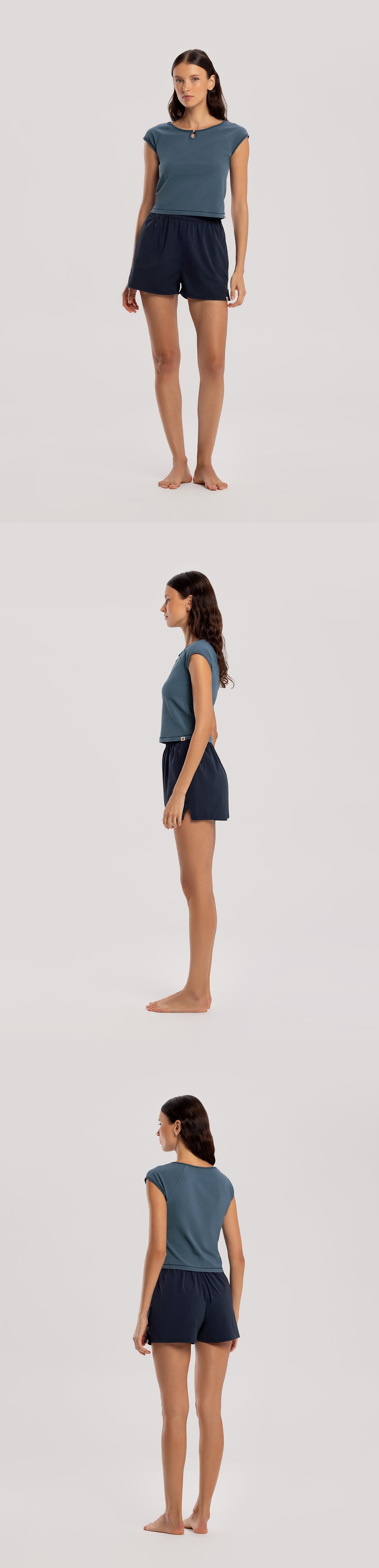 Keyhole raglan short sleeve_Bluefin