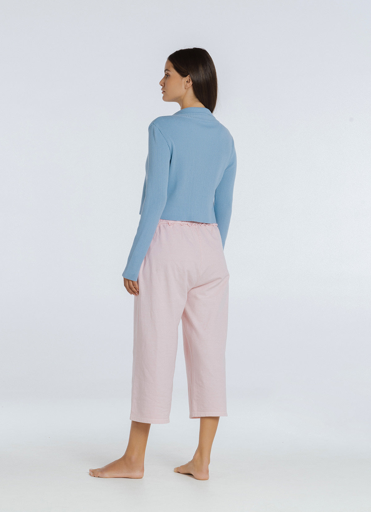 Polo-neck cardigan_Light Blue