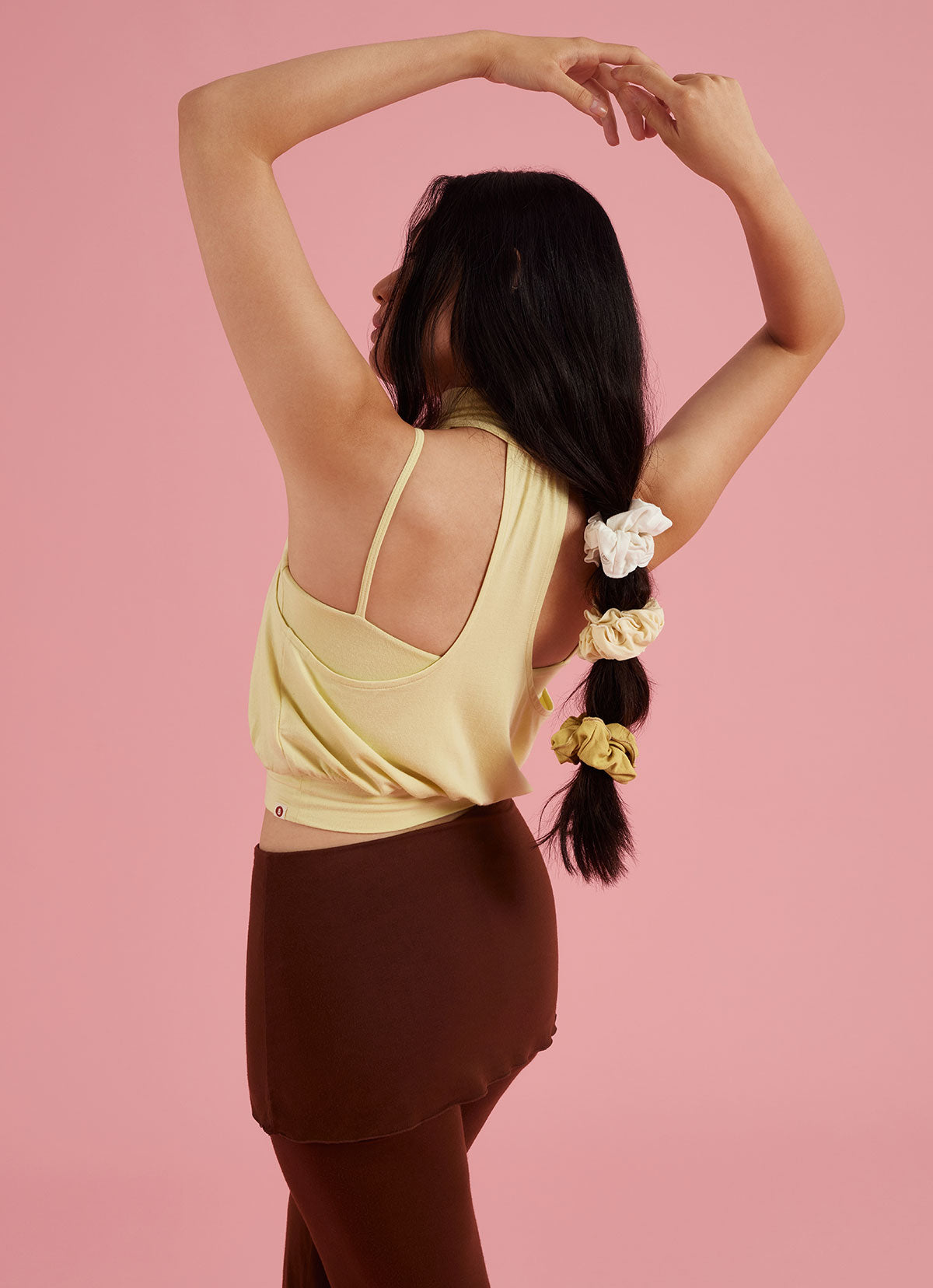 Mock-neck volume tank top_Dusty Yellow