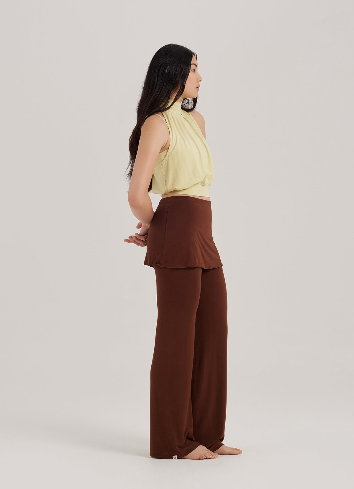 Mock-neck volume tank top_Dusty Yellow