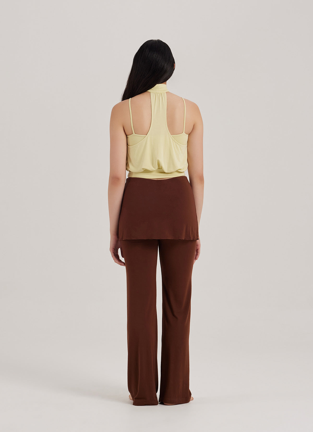 Mock-neck volume tank top_Dusty Yellow