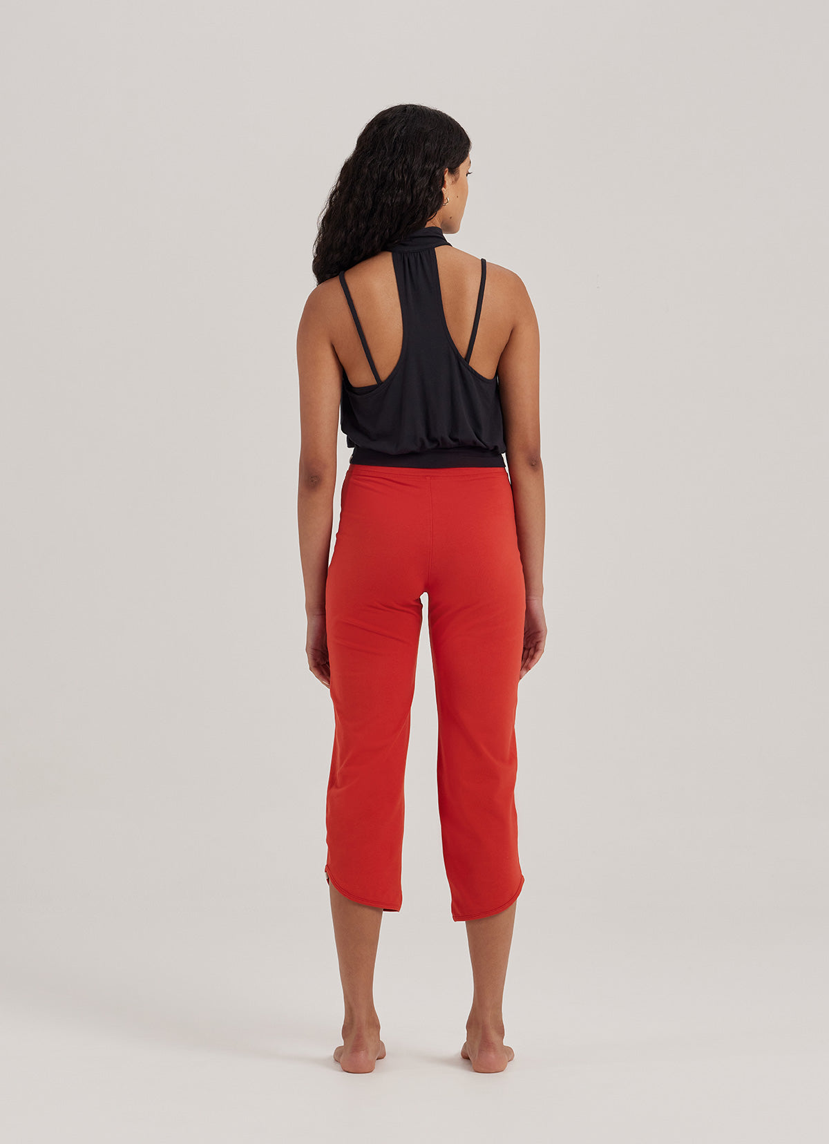 Mock-neck volume tank top_Black