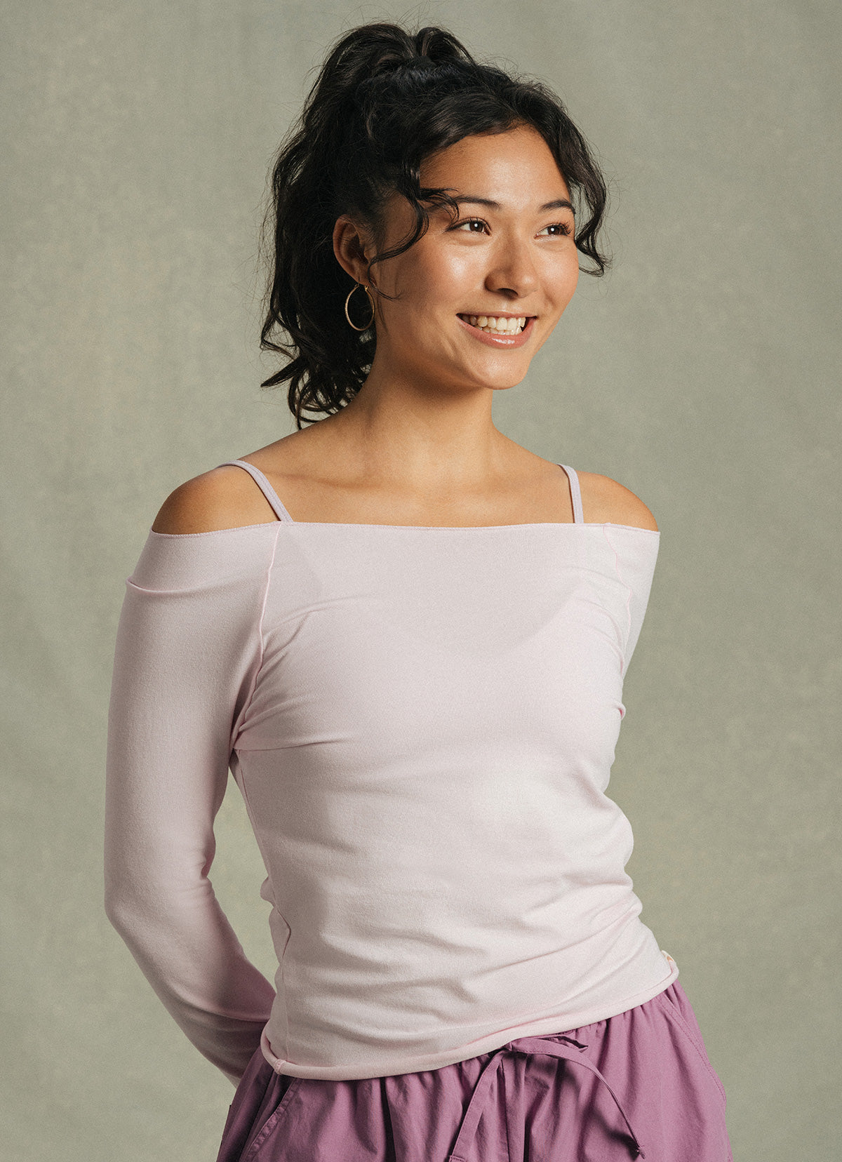 Boat neck long sleeve top_Festival Bloom