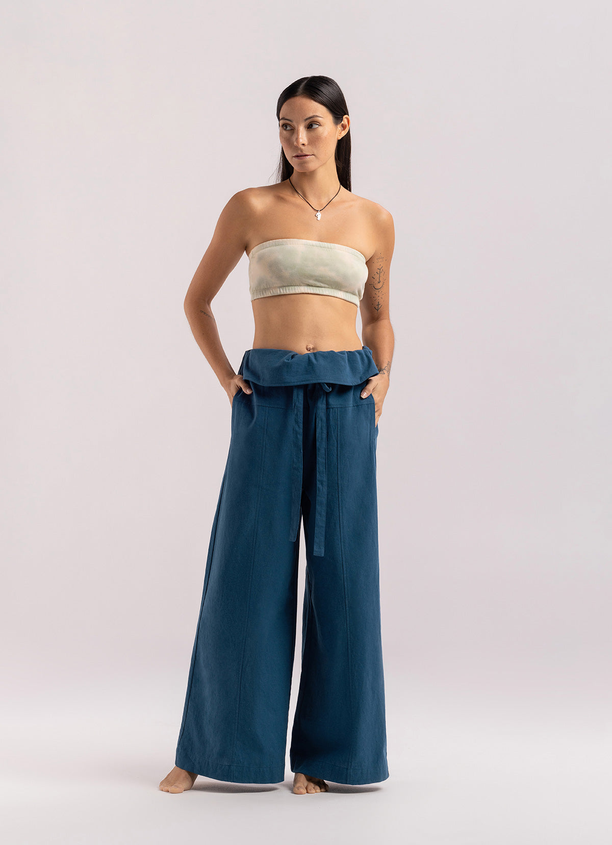 Short tube top_dyed_Green Multi