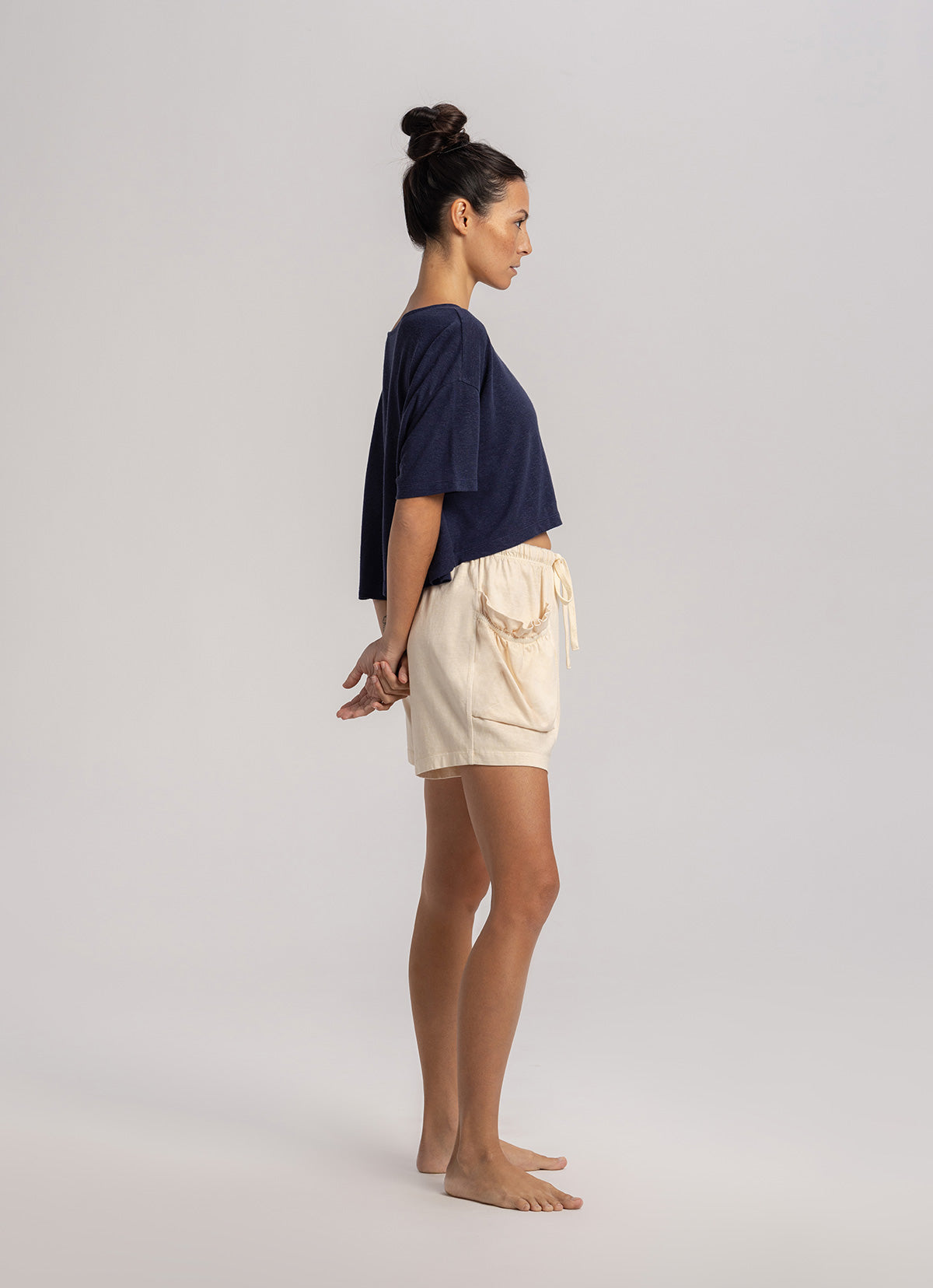 Medio short sleeve (Linen ver.)_Peacoat