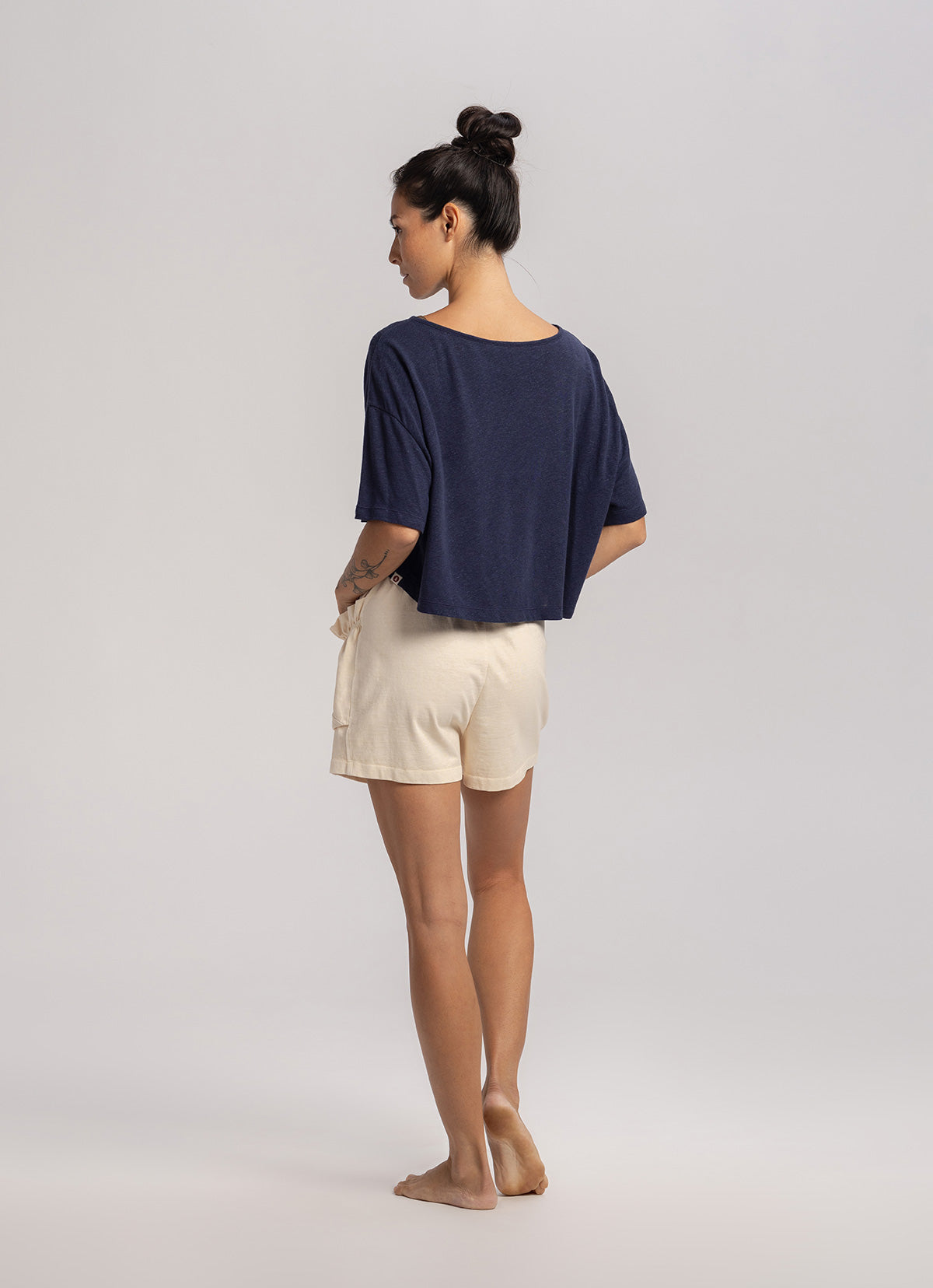 Medio short sleeve (Linen ver.)_Peacoat