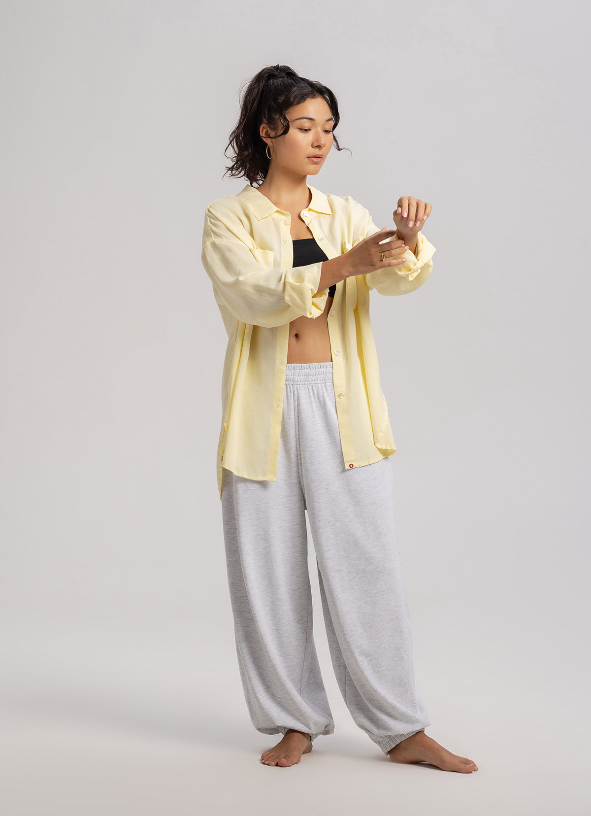 Linen oversized button up shirts #2_Lemon