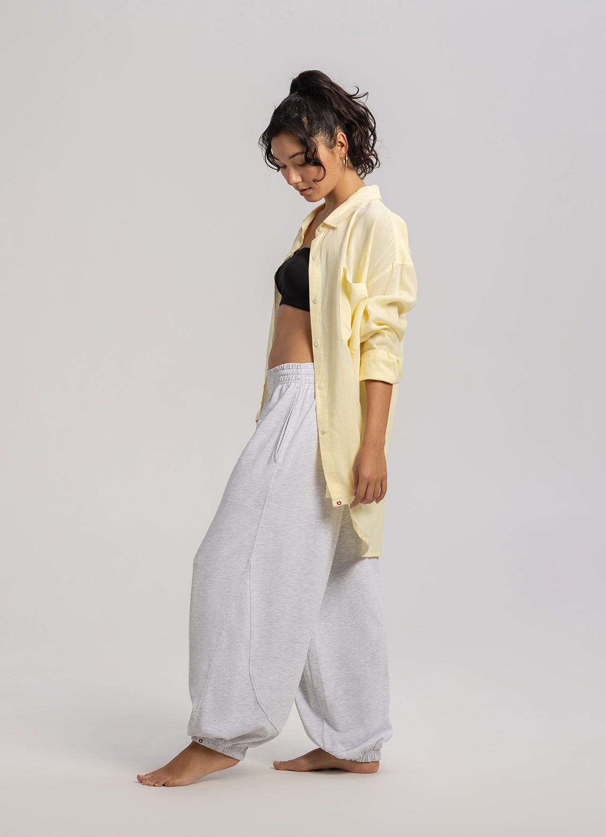 Linen oversized button up shirts #2_Lemon