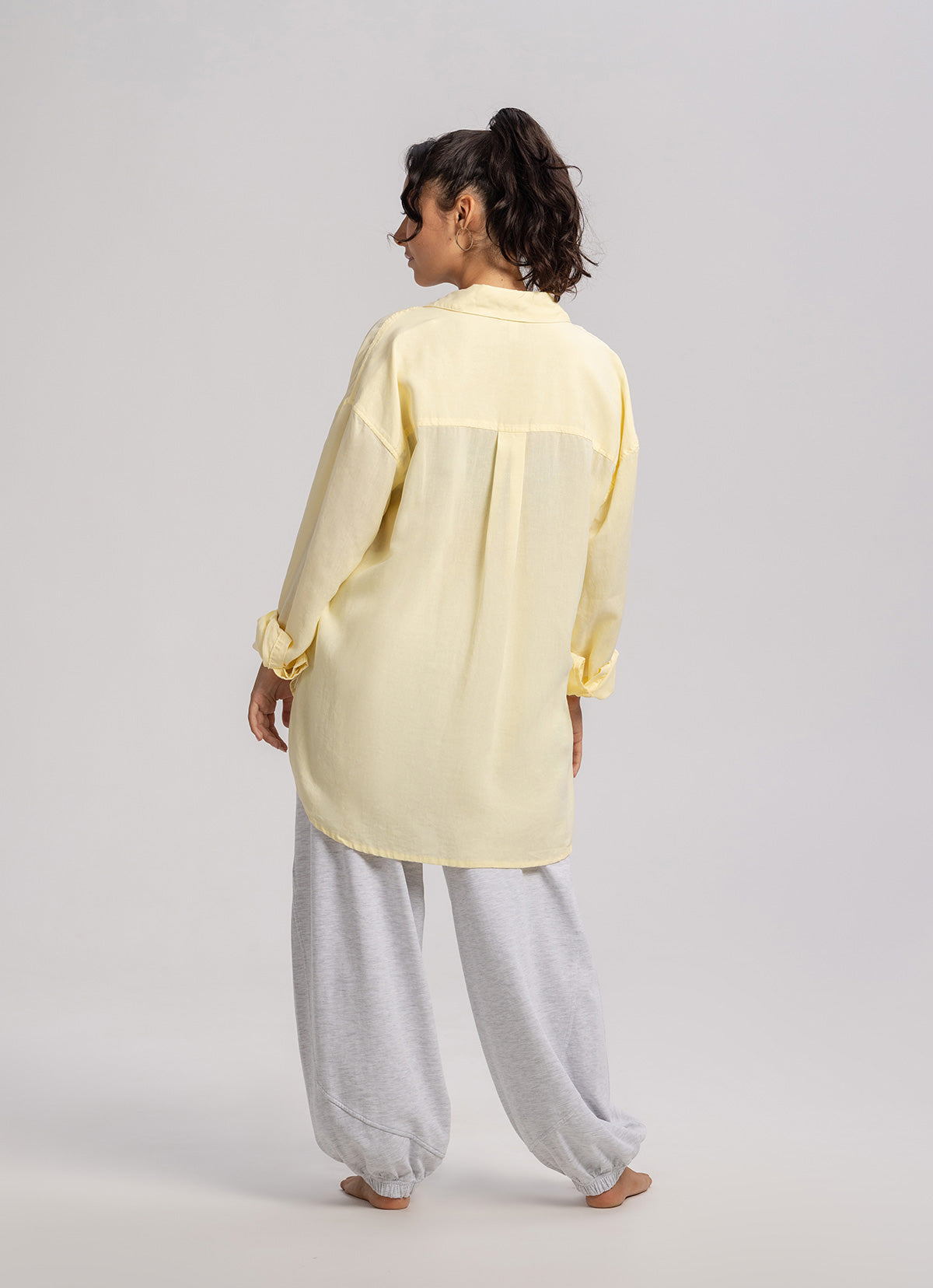 Linen oversized button up shirts #2_Lemon