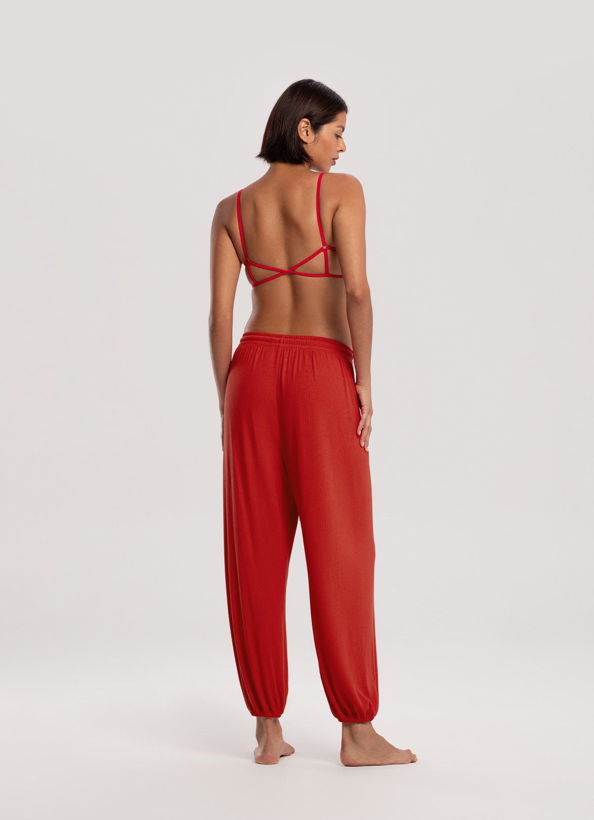 Rib jogger pants_Mars Red