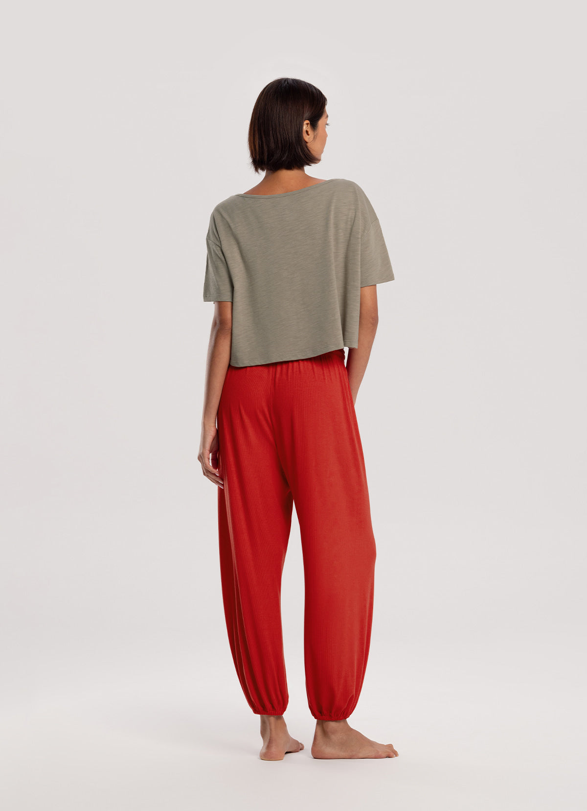Rib jogger pants_Mars Red