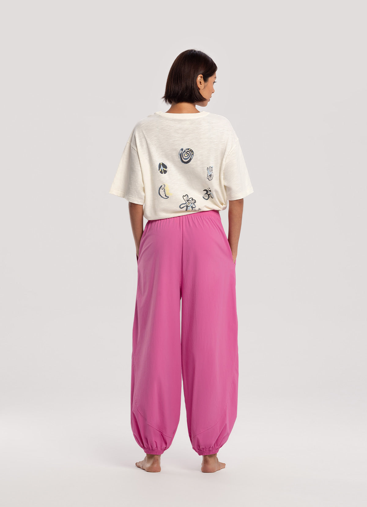 Diagonal jogger pants (Nylon ver.) (Unisex)_Fiji Flower