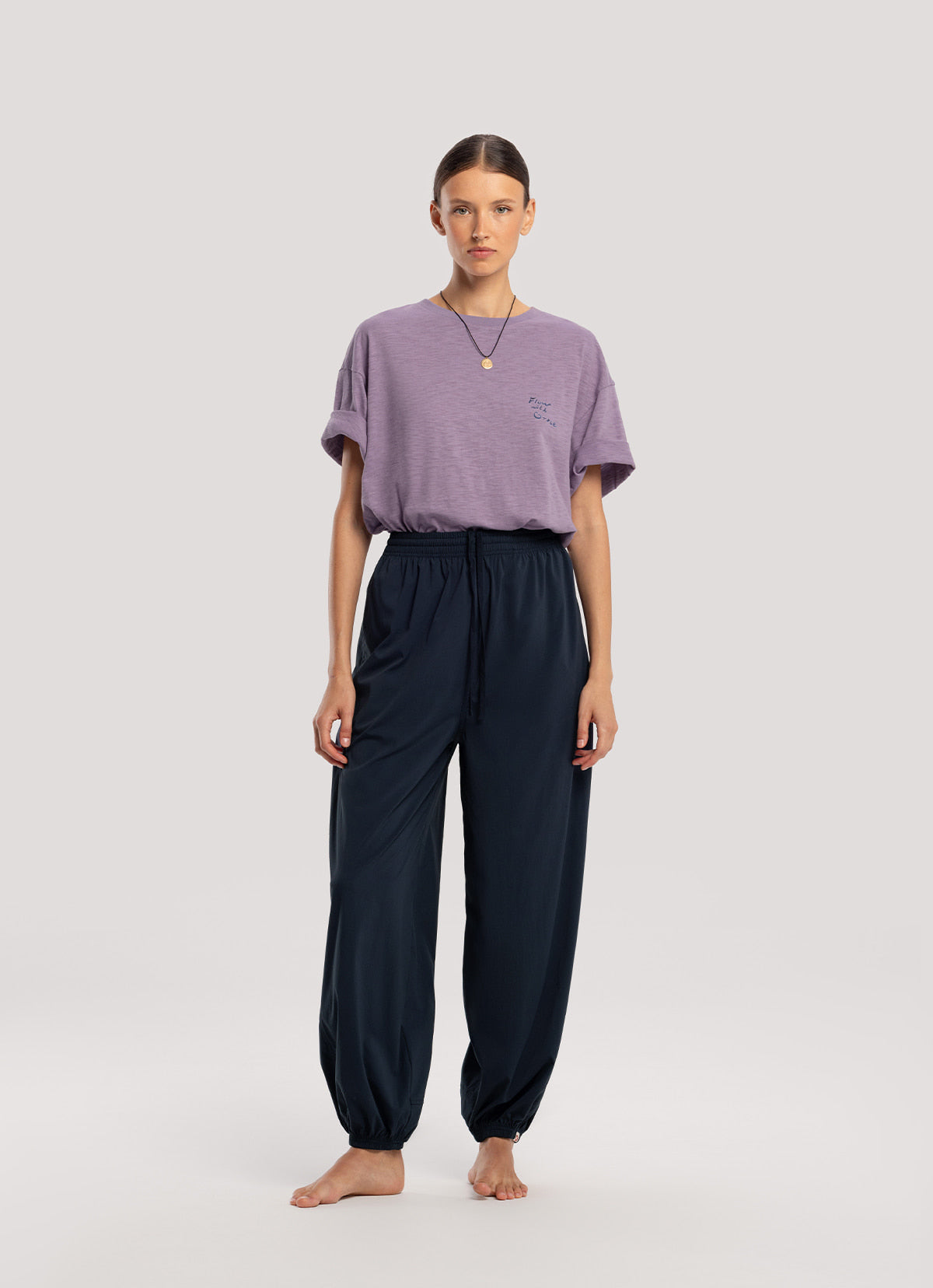Diagonal jogger pants (Nylon ver.) (Unisex)_Dark Sapphire