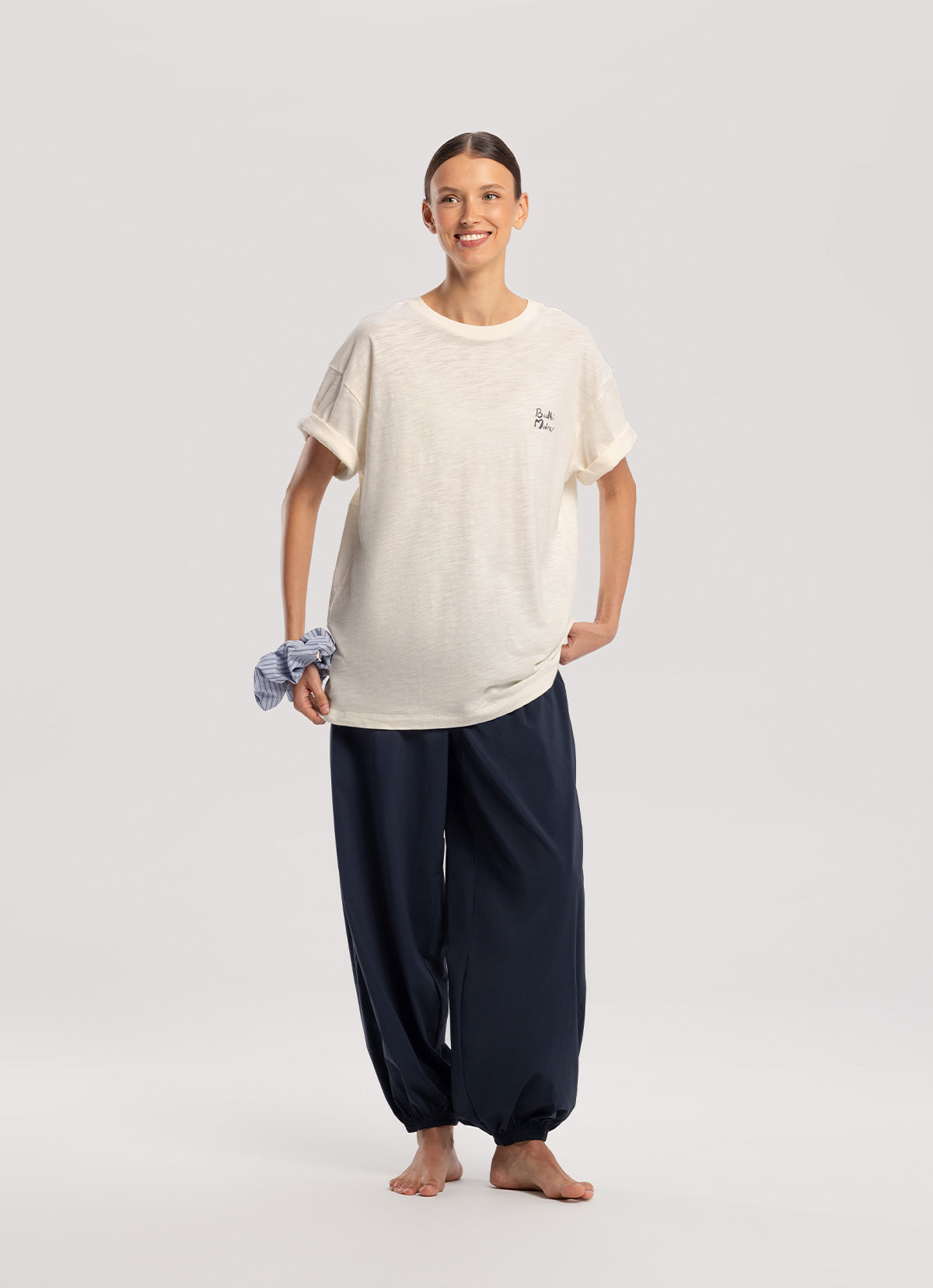 Diagonal jogger pants (Nylon ver.) (Unisex)_Dark Sapphire