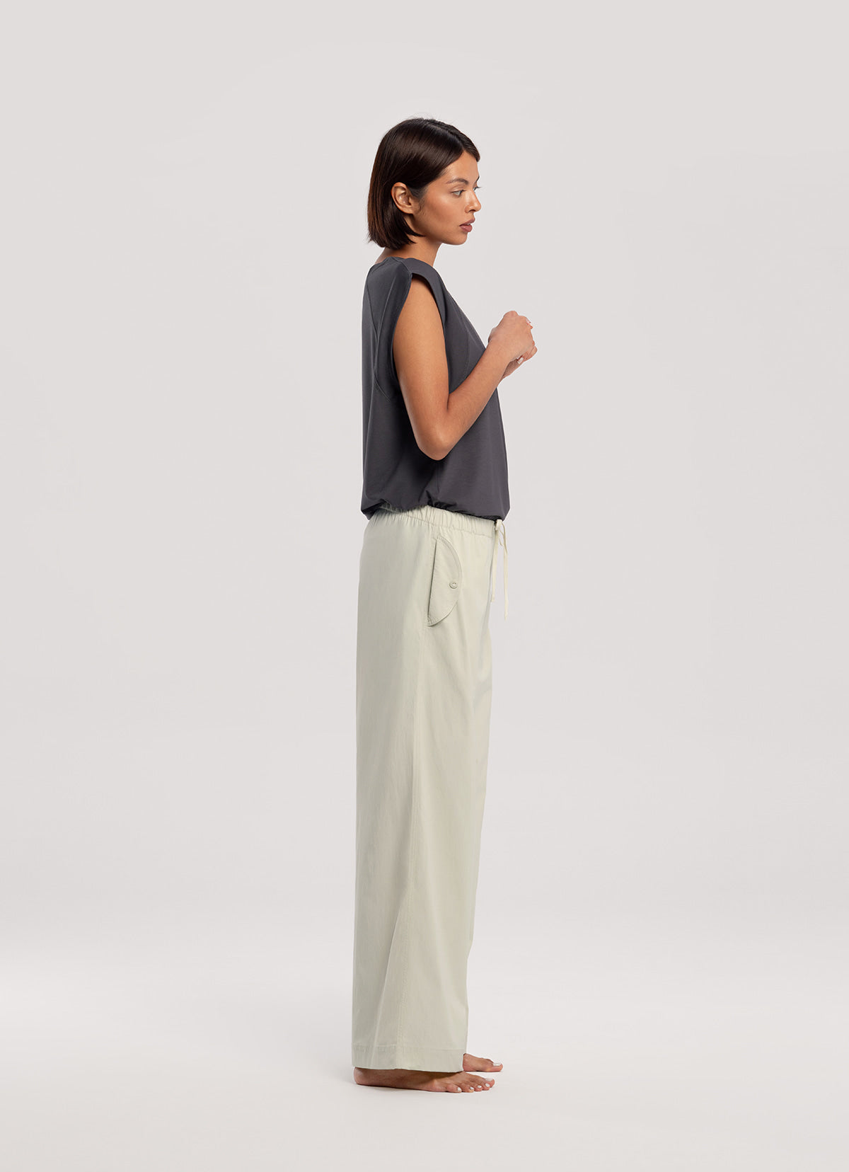 Light straight pants_Celadon Tint