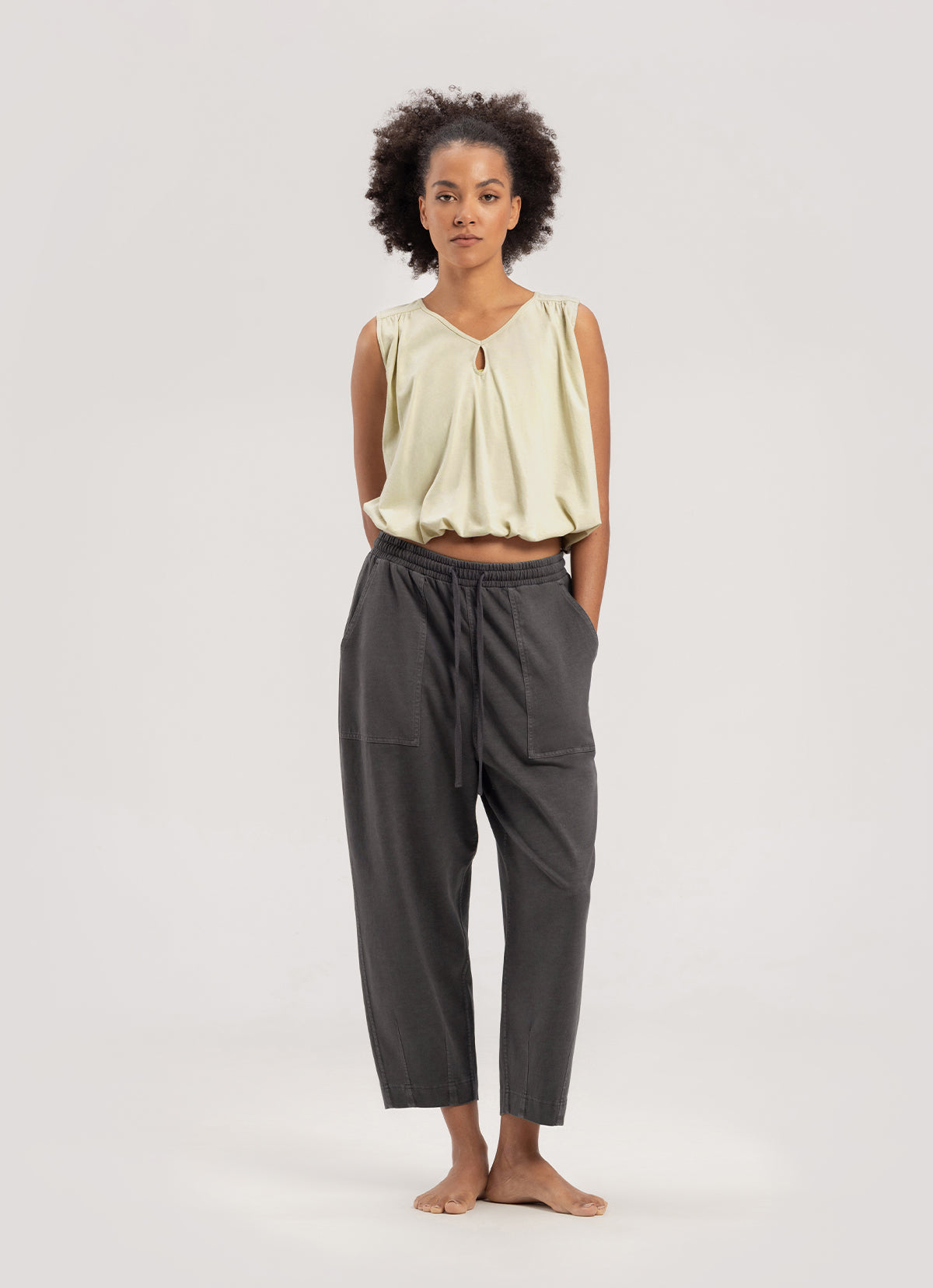 Keyhole shirring sleeveless_Celadon Tint